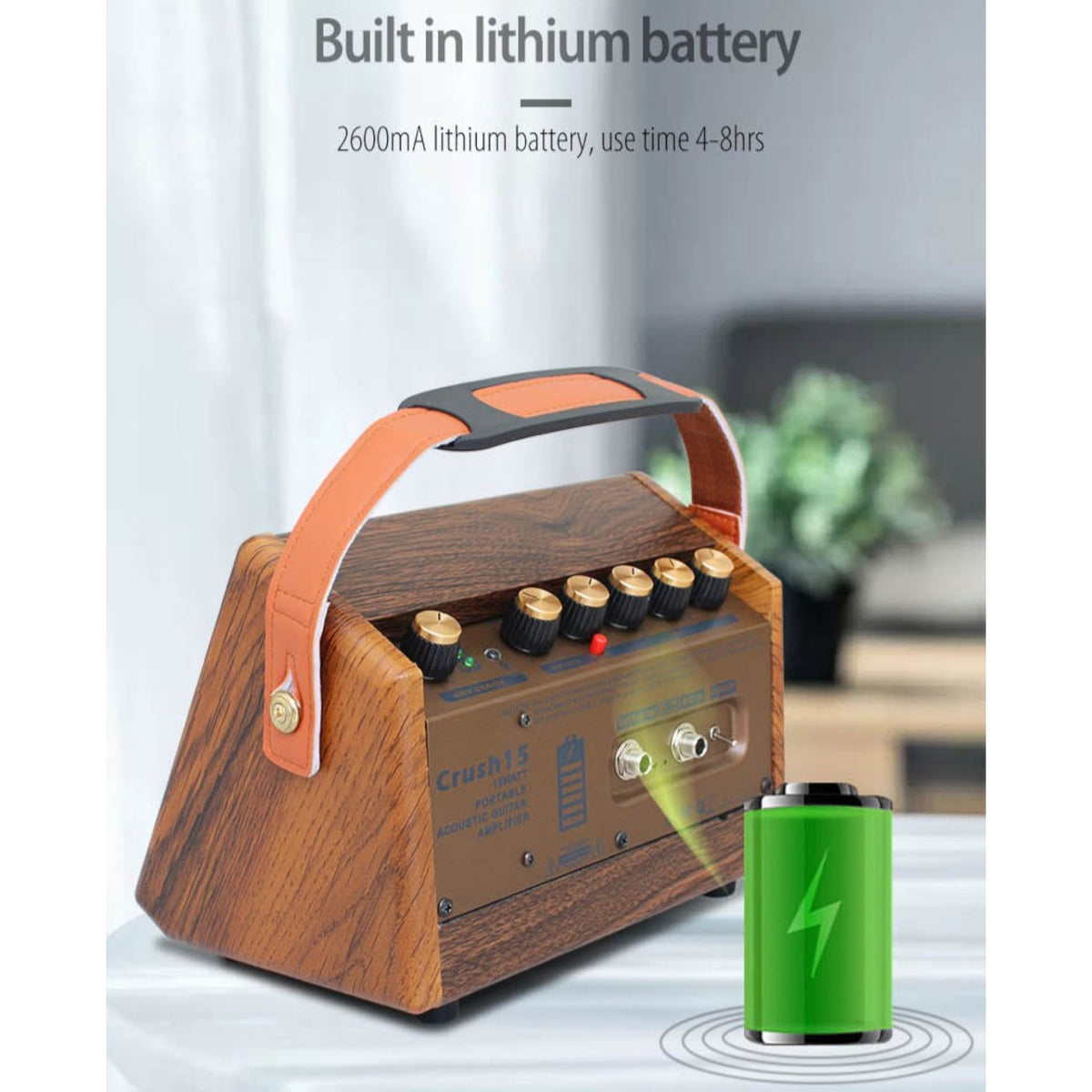 (PREORDER: MID OCT 2026) Flatsons CRUSH15 15W Portable Rechargable Acoustic Guitar Amplifier with Bluetooth & Microphone Input