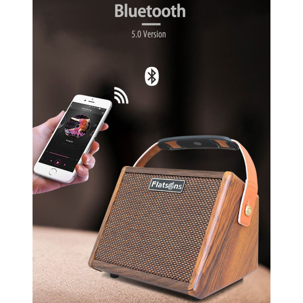 (PREORDER: MID OCT 2026) Flatsons CRUSH15 15W Portable Rechargable Acoustic Guitar Amplifier with Bluetooth & Microphone Input