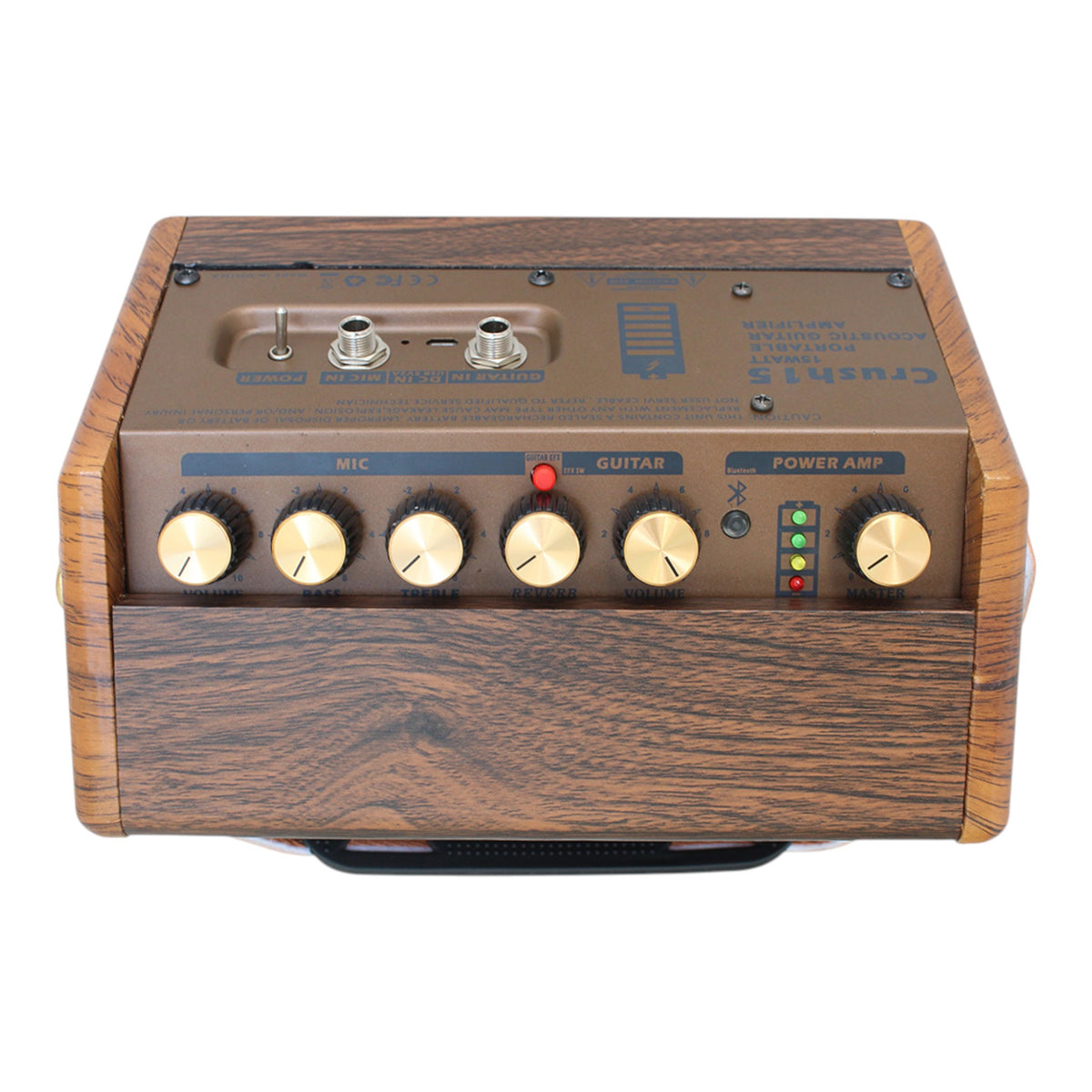 (PREORDER: MID OCT 2026) Flatsons CRUSH15 15W Portable Rechargable Acoustic Guitar Amplifier with Bluetooth & Microphone Input