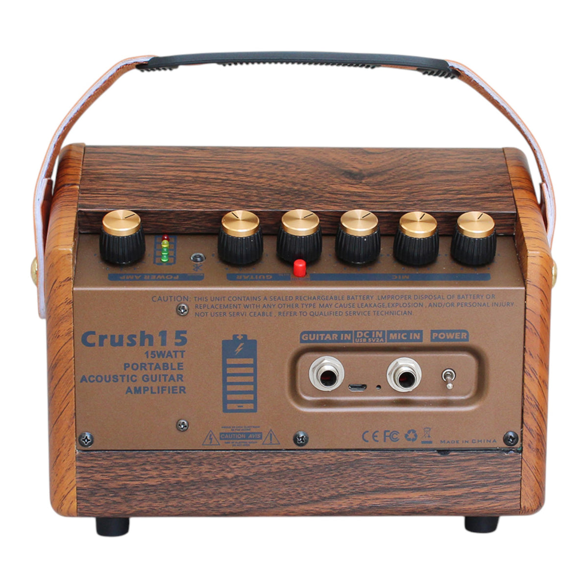 (PREORDER: MID OCT 2026) Flatsons CRUSH15 15W Portable Rechargable Acoustic Guitar Amplifier with Bluetooth & Microphone Input
