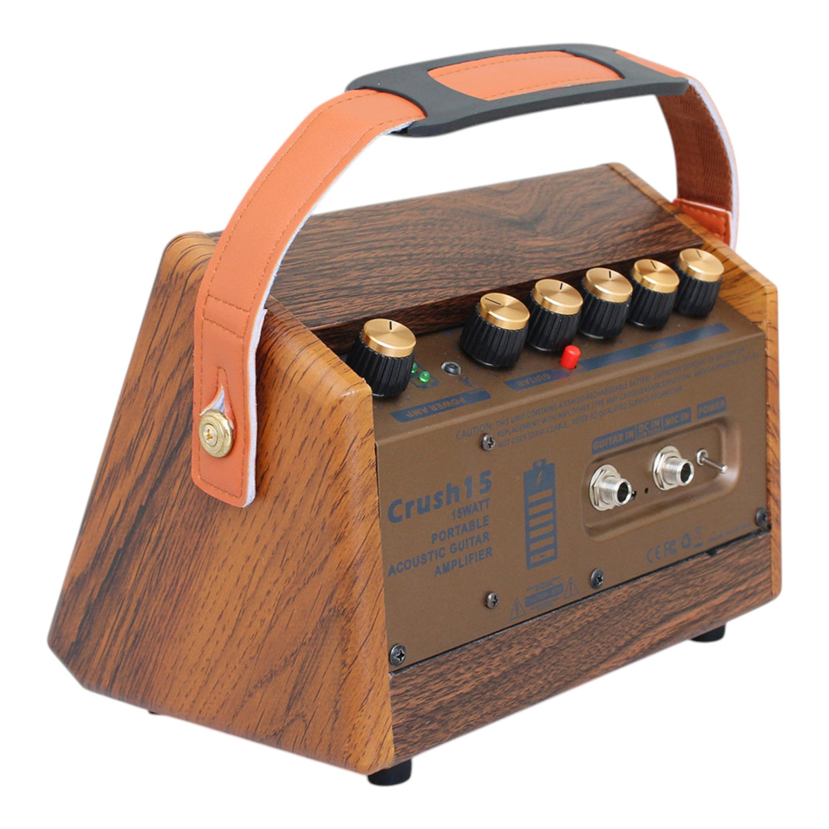(PREORDER: MID OCT 2026) Flatsons CRUSH15 15W Portable Rechargable Acoustic Guitar Amplifier with Bluetooth & Microphone Input