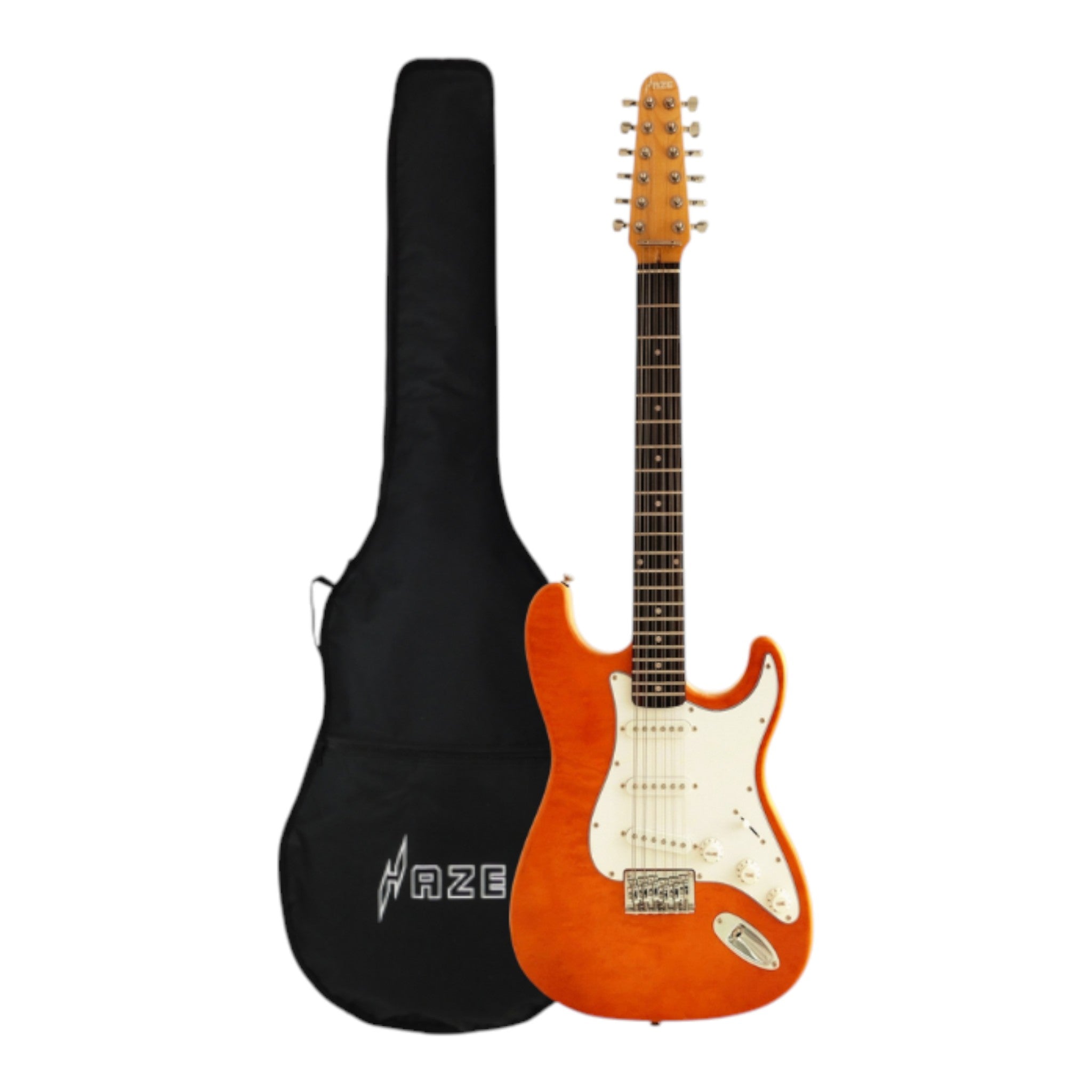 Haze 11HSST Natural 12-String SSS Electric Guitar with Quilted Top