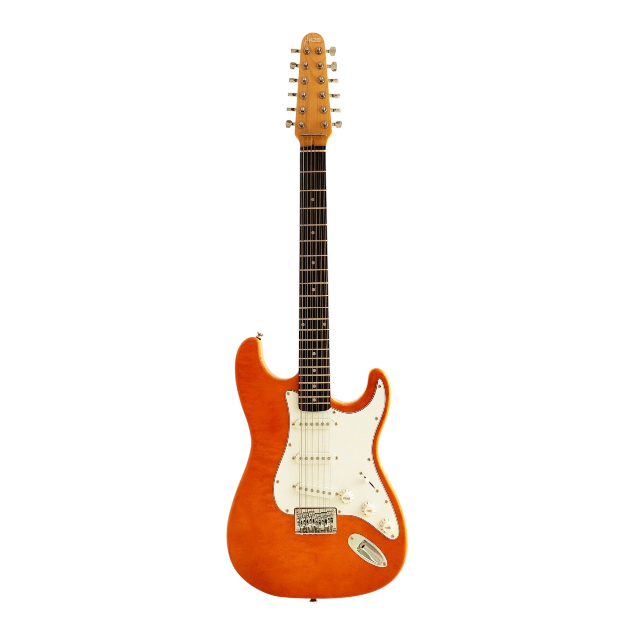 Haze 11HSST Natural 12-String SSS Electric Guitar with Quilted Top