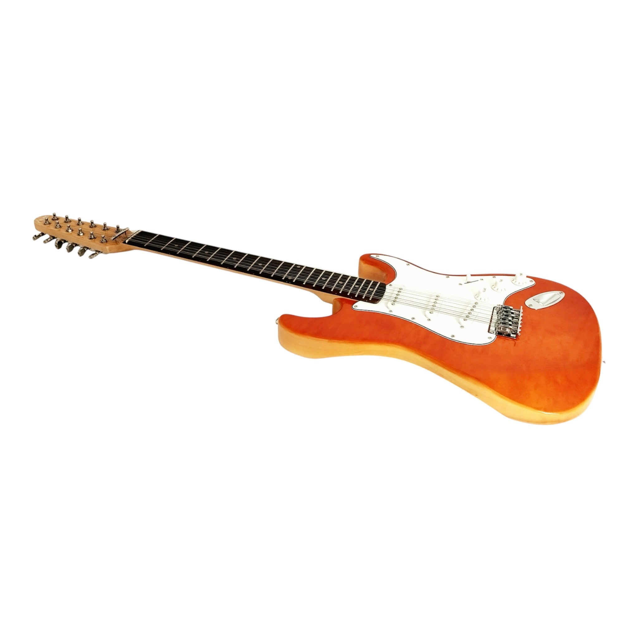 Haze 11HSST Natural 12-String SSS Electric Guitar with Quilted Top