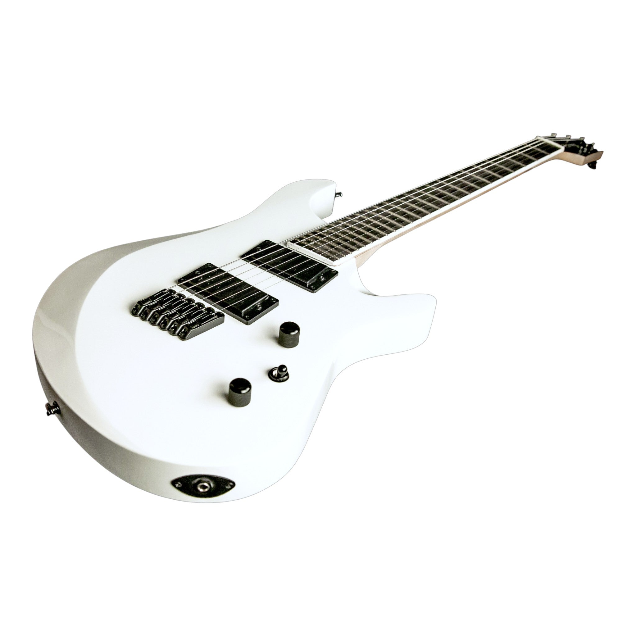 Haze 6FF White 6-String Fanned Fret Electric Guitar with Active Humbuckers