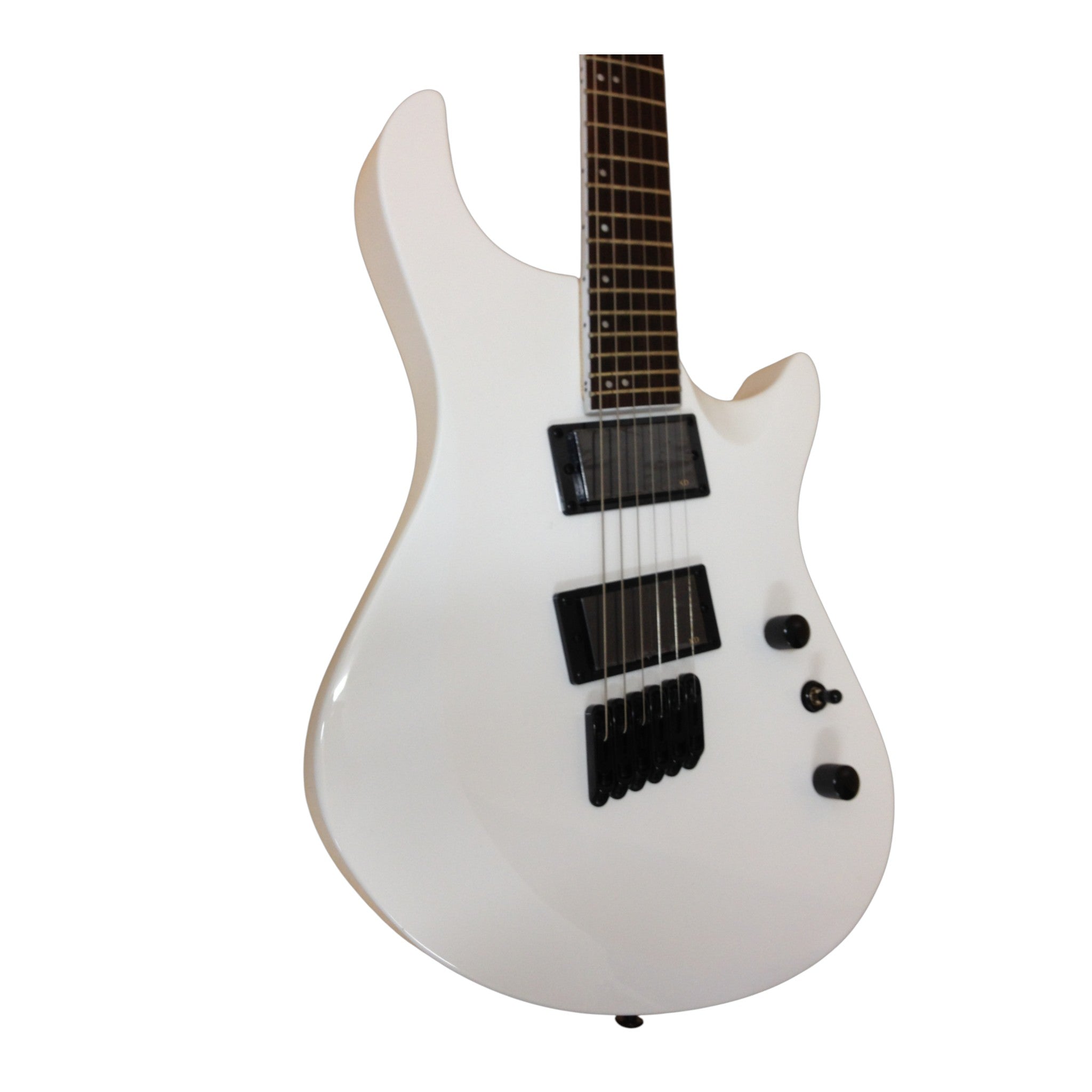 Haze 6FF White 6-String Fanned Fret Electric Guitar with Active Humbuckers