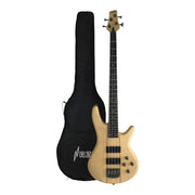 Haze Novara Electric Bass Guitar Premium Ash Maple Body  - Natural B327N