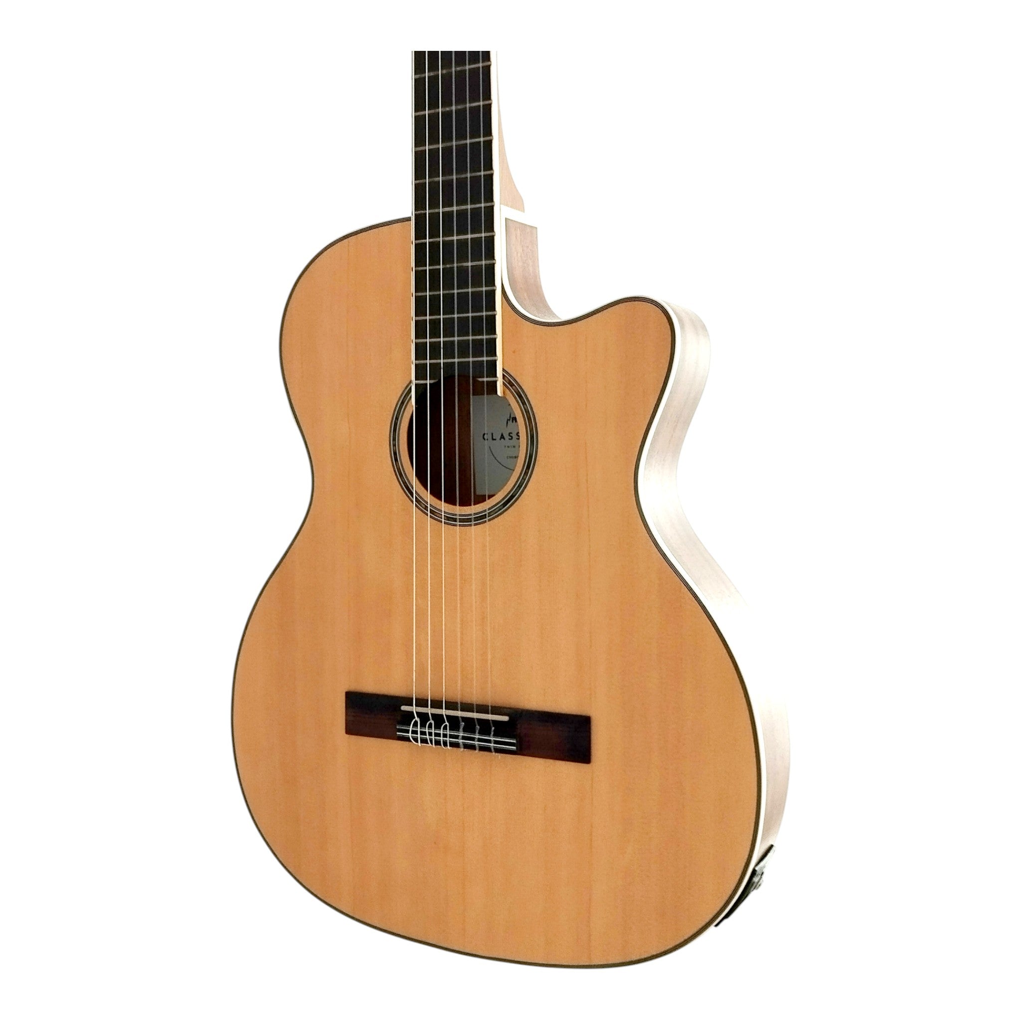 Haze Solid Spruce Arched Back Thin Body Classical Guitar w/ Built-In Pickups & Tuner in Matte - C551BCEQSM