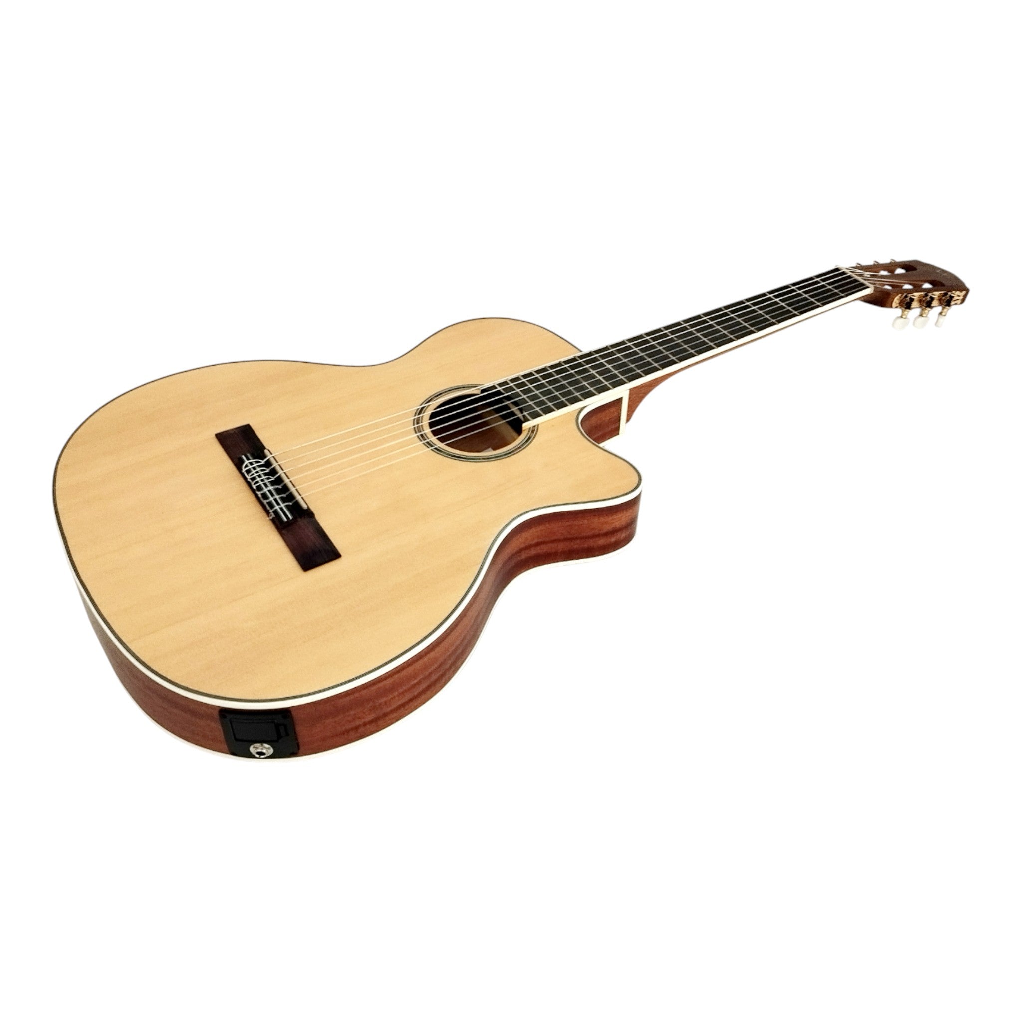 Haze Solid Spruce Arched Back Thin Body Classical Guitar w/ Built-In Pickups & Tuner in Matte - C551BCEQSM