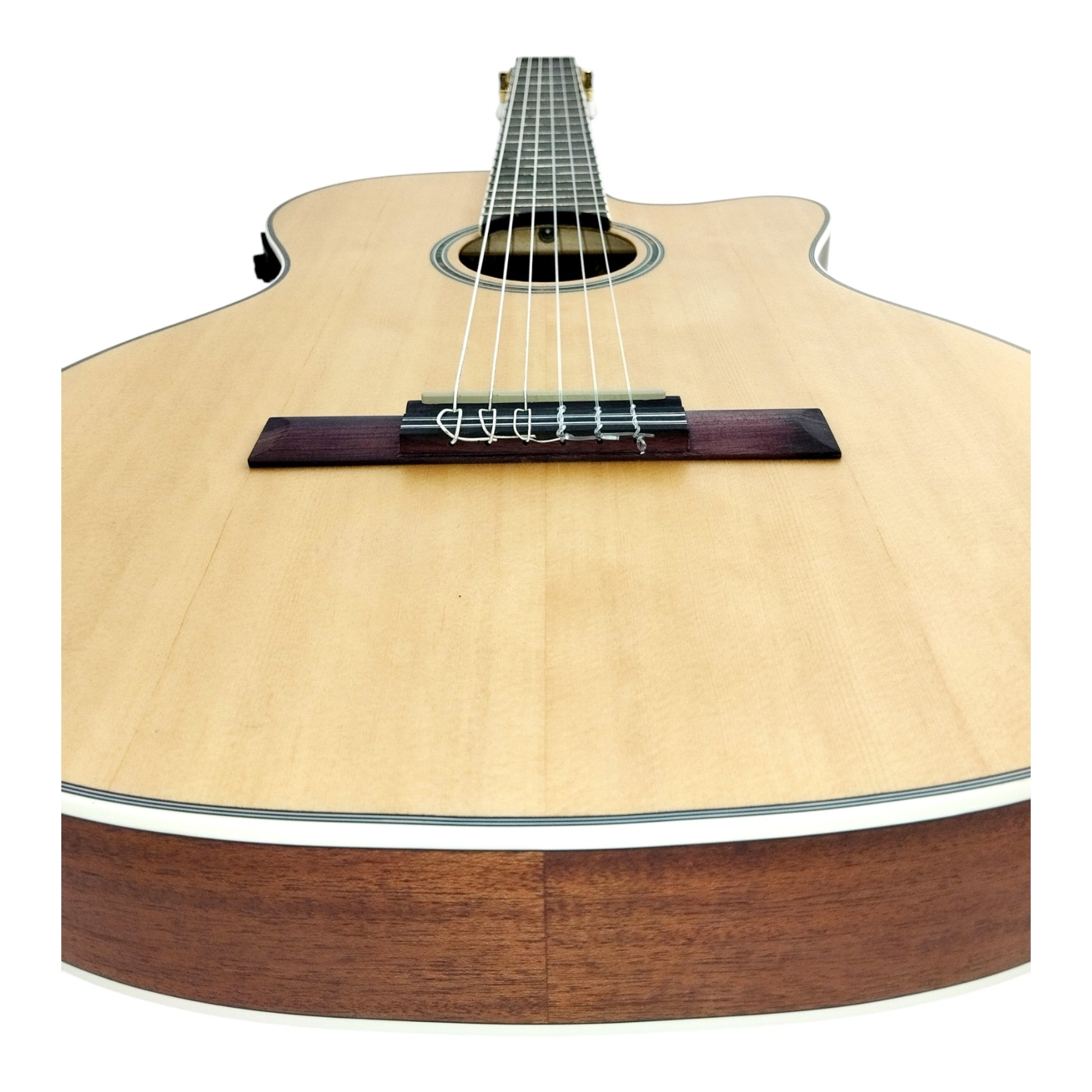 Haze Solid Spruce Arched Back Thin Body Classical Guitar w/ Built-In Pickups & Tuner in Matte - C551BCEQSM