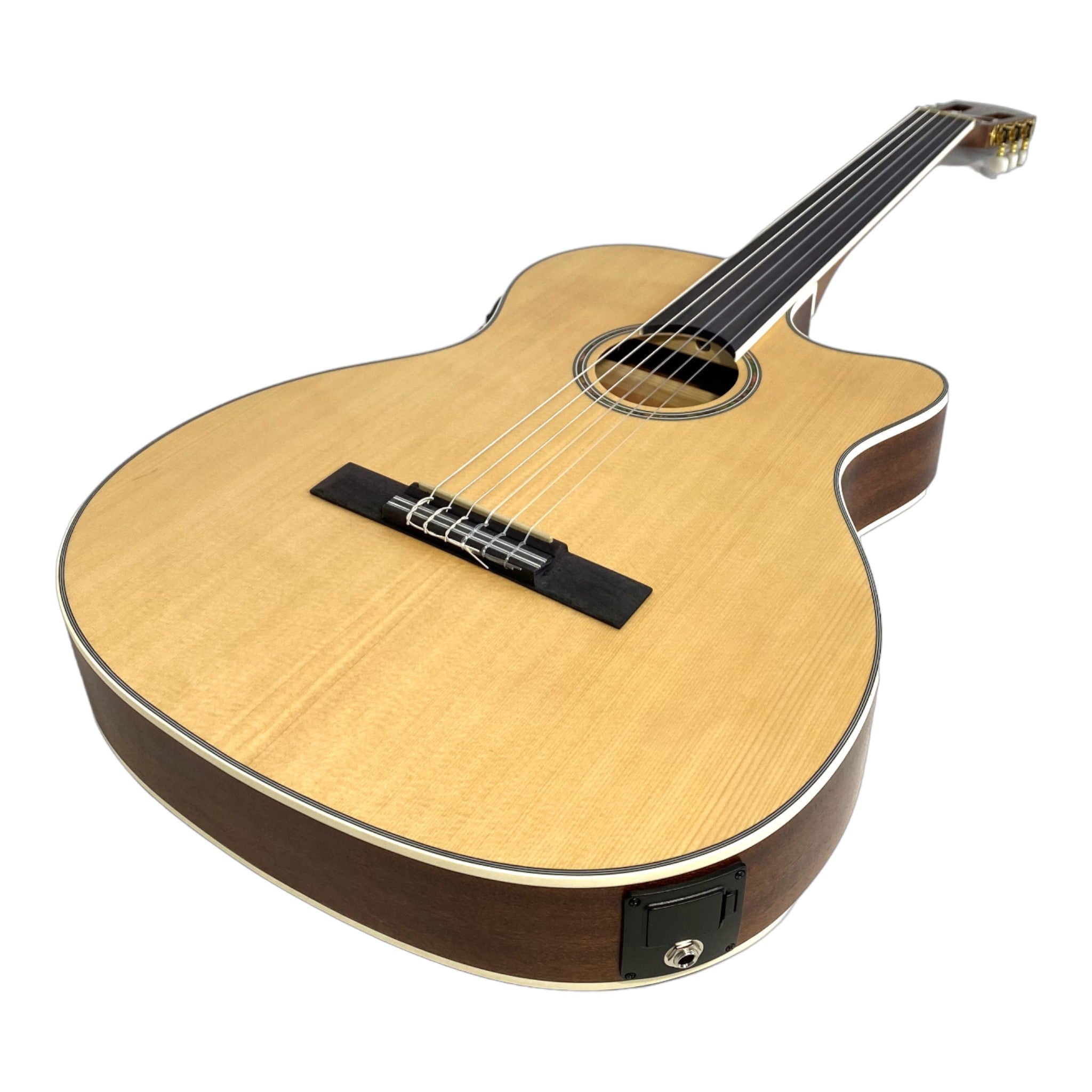 Haze Solid Spruce Fretless Arched Back Thin Body Classical Guitar w/ Built-In Pickups & Tuner in Matte - C551BCEQSMFL