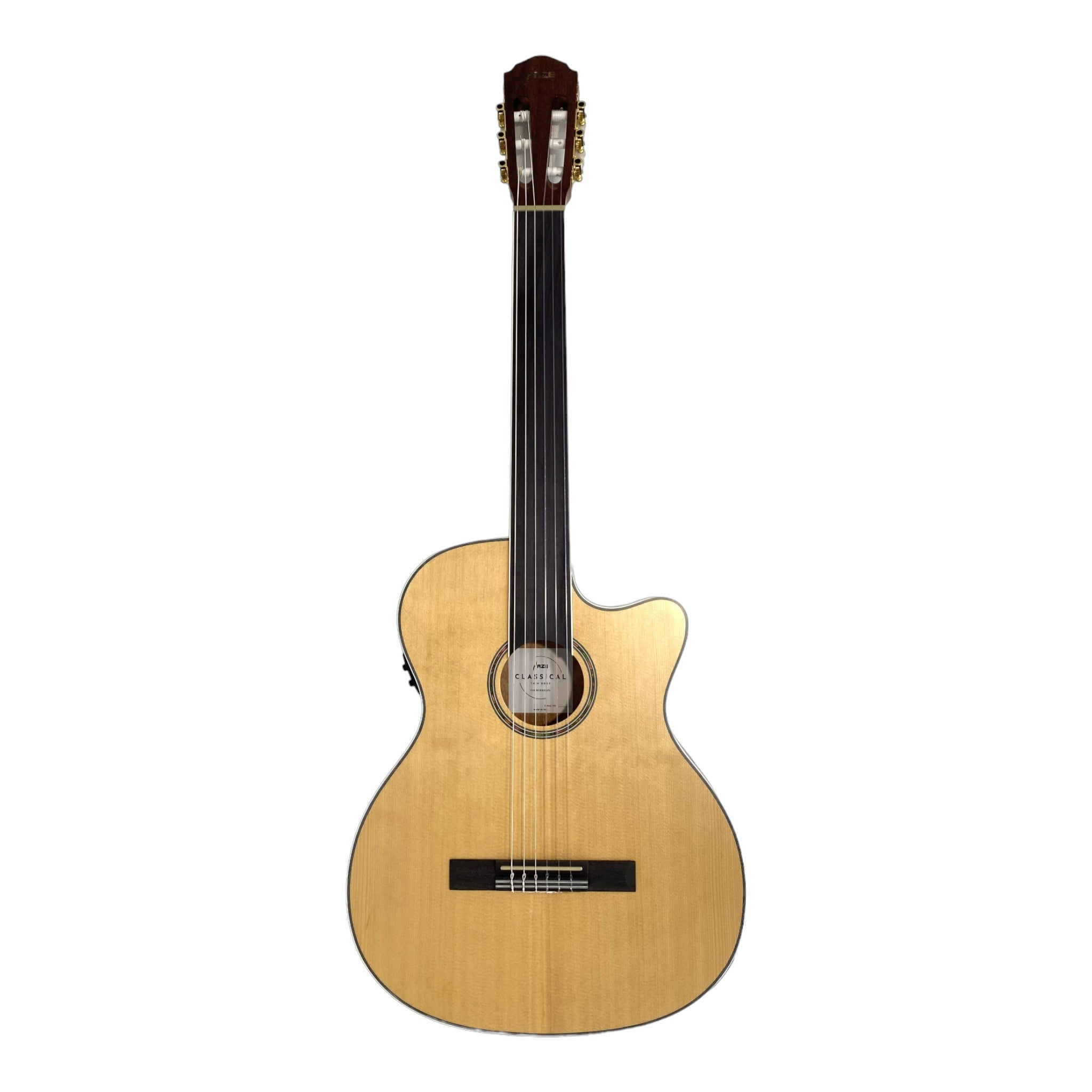 Haze Solid Spruce Fretless Arched Back Thin Body Classical Guitar w/ Built-In Pickups & Tuner in Matte - C551BCEQSMFL