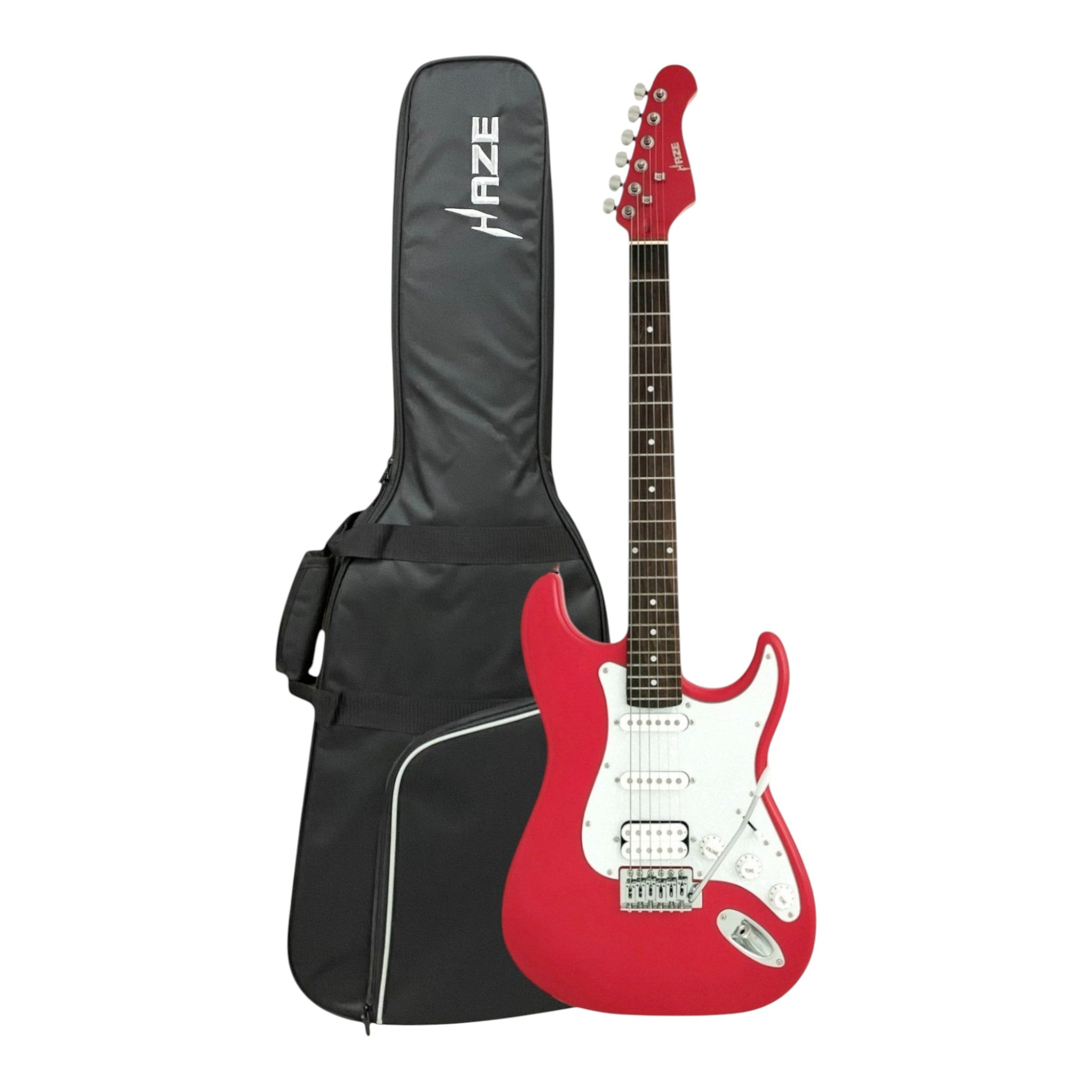 Haze E211 Fiesta Red HST Electric Guitar with Accessories + 10W Amp. (Optional)