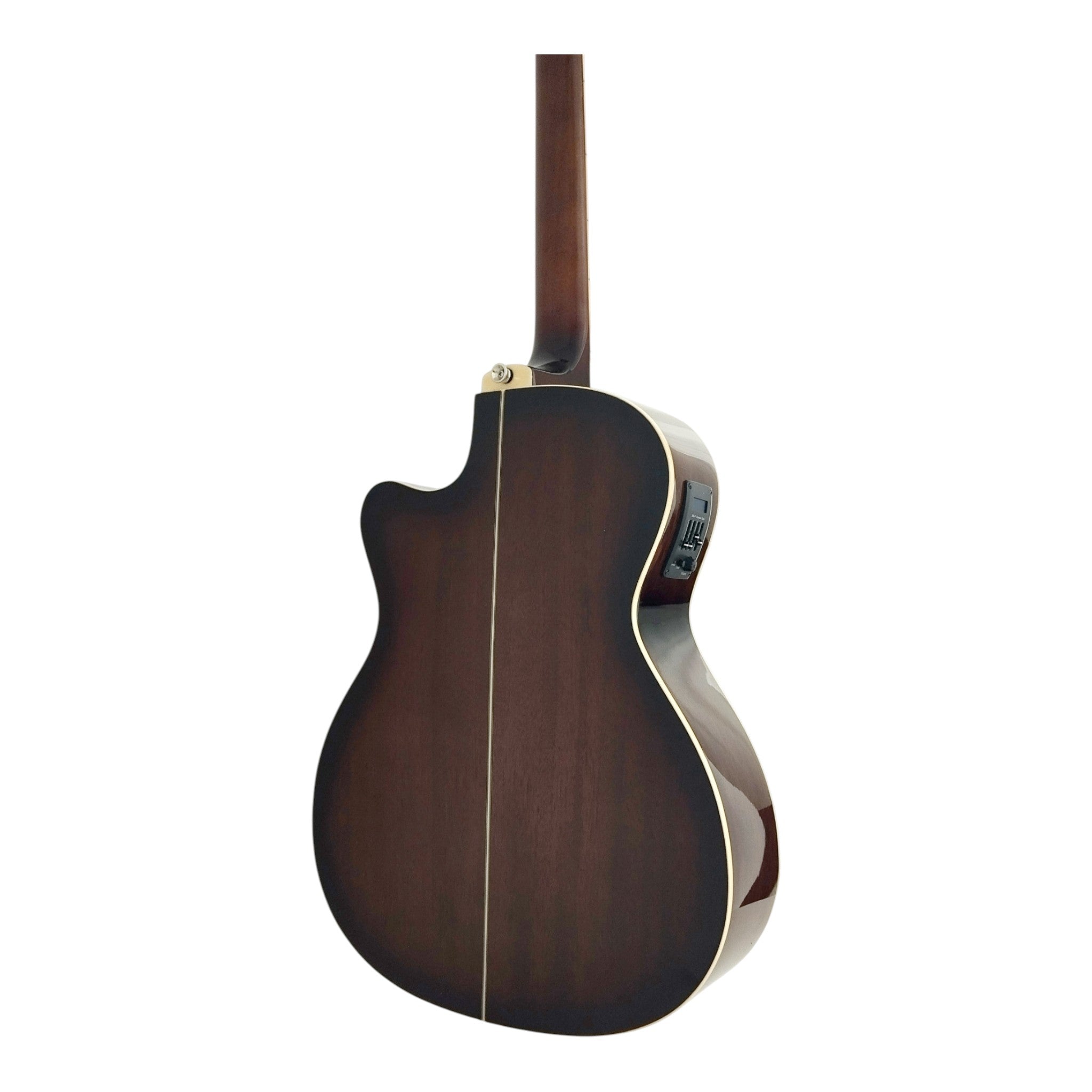 Haze F561TBCEQ Mahogany Top Built-In Pickup/Tuner OM Cutaway Acoustic Guitar - Natural with Accessories and 10W Amp. (Optional)