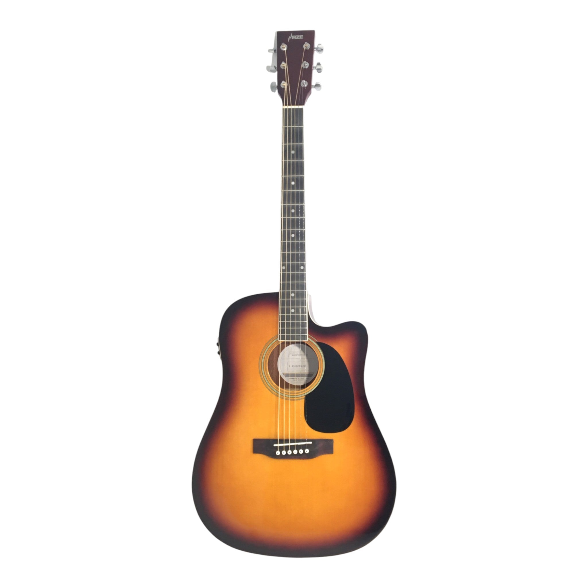 Haze F631BCEQBS Thin-Body Built-In Pickups/Tuner Acoustic Guitar - Sunburst with Accessories and 10W Amp. (Optional)
