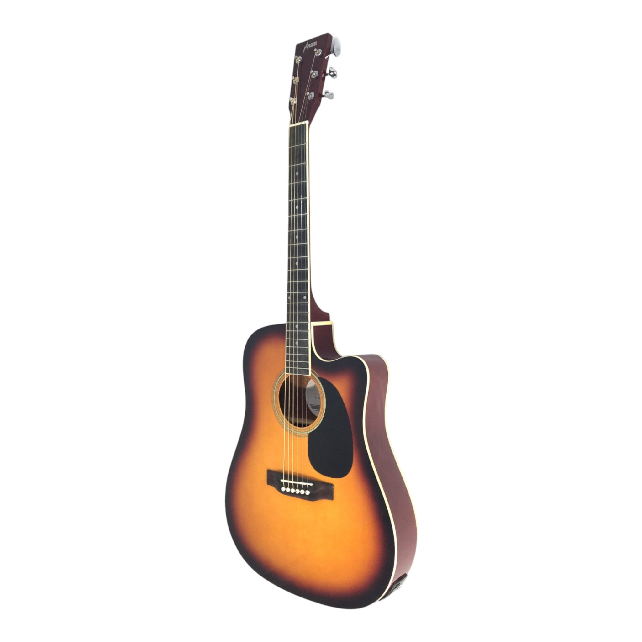 Haze F631BCEQBSGA15T Thin Body Acoustic Guitar, Sunburst, EQ, Cutaway + 15W Amplifier, Free Gig Bag, Picks