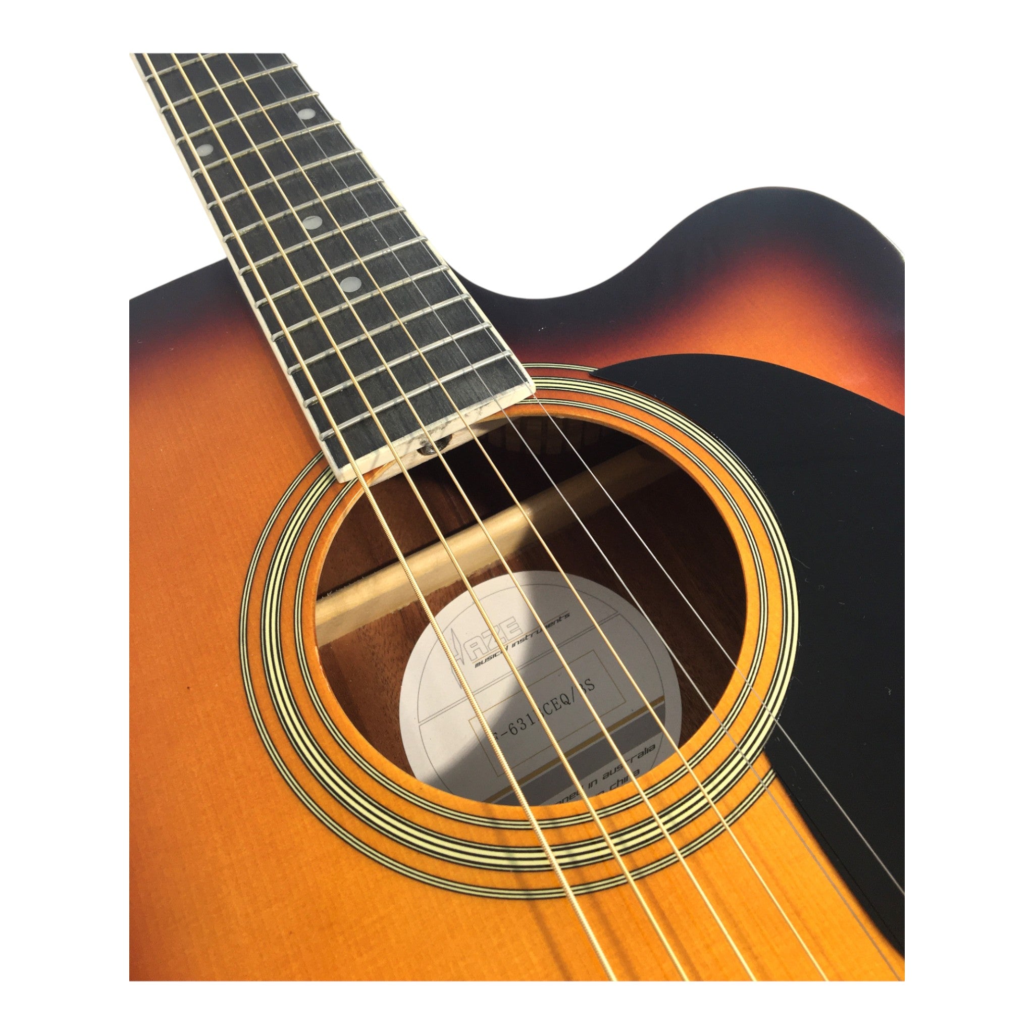 Haze F631BCEQBS Thin-Body Built-In Pickups/Tuner Acoustic Guitar - Sunburst with Accessories and 10W Amp. (Optional)