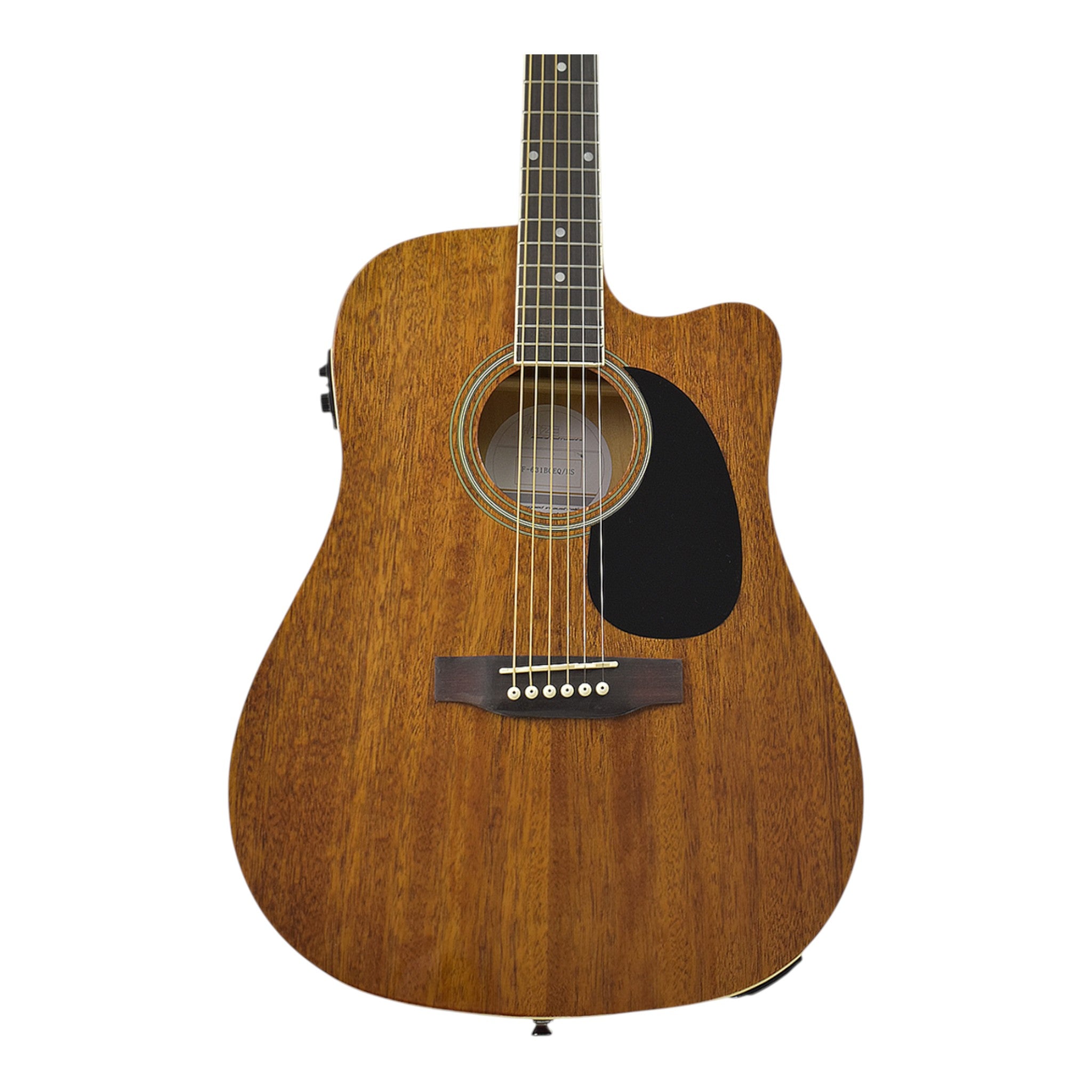 Haze F631BCEQMS Thin-Body Built-In Pickups/Tuner Acoustic Guitar - Natural with Accessories and 10W Amp. (Optional)