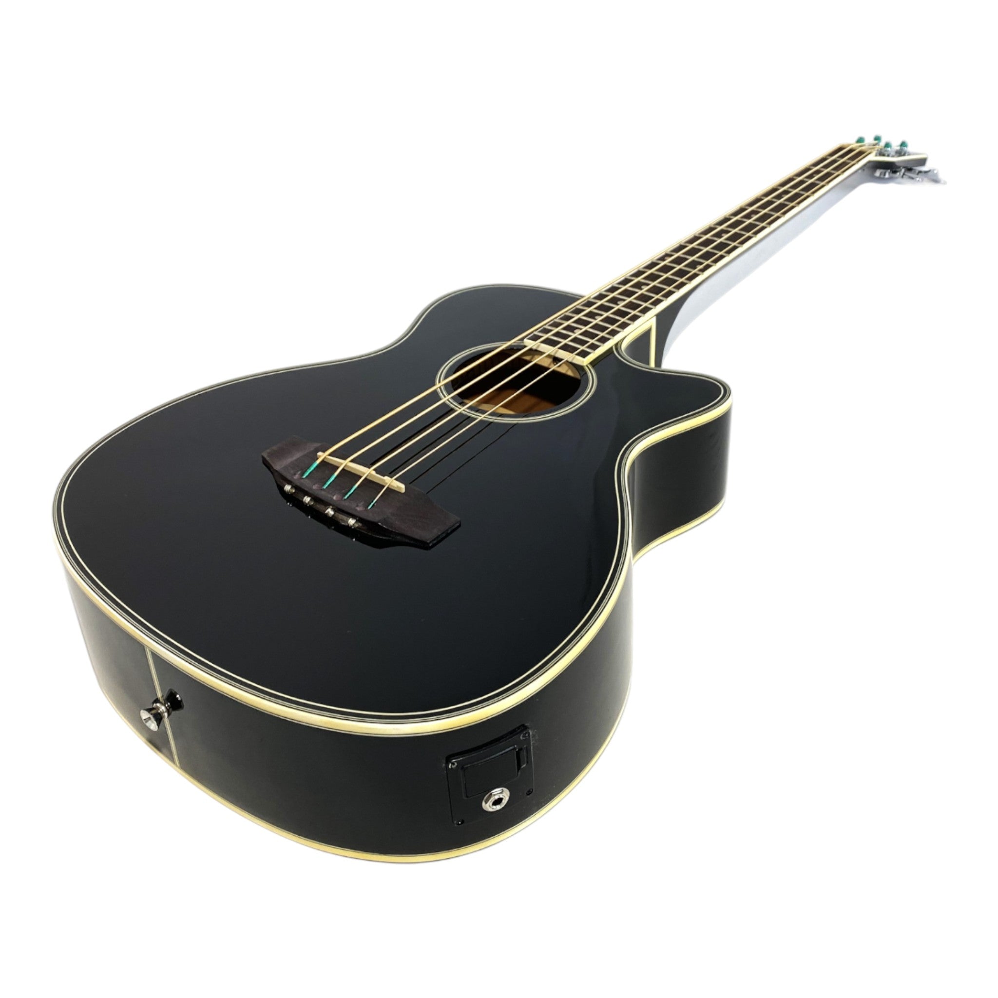 Haze FB711BCEQBK44 4-String Electric-Acoustic Bass Guitar, Black + Free Gig Bag