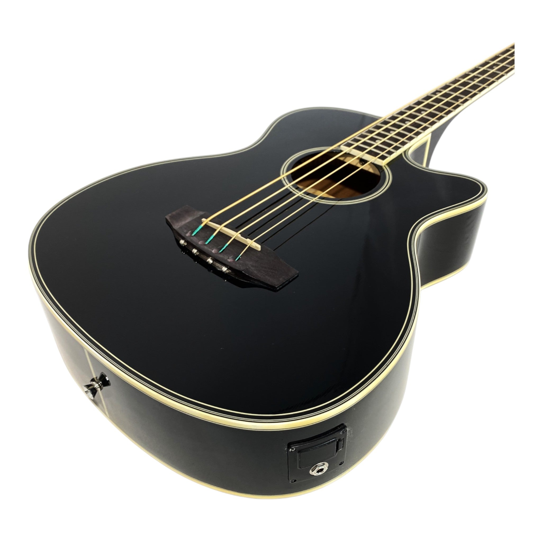 Haze FB711BCEQBK44 4-String Electric-Acoustic Bass Guitar, Black + Free Gig Bag