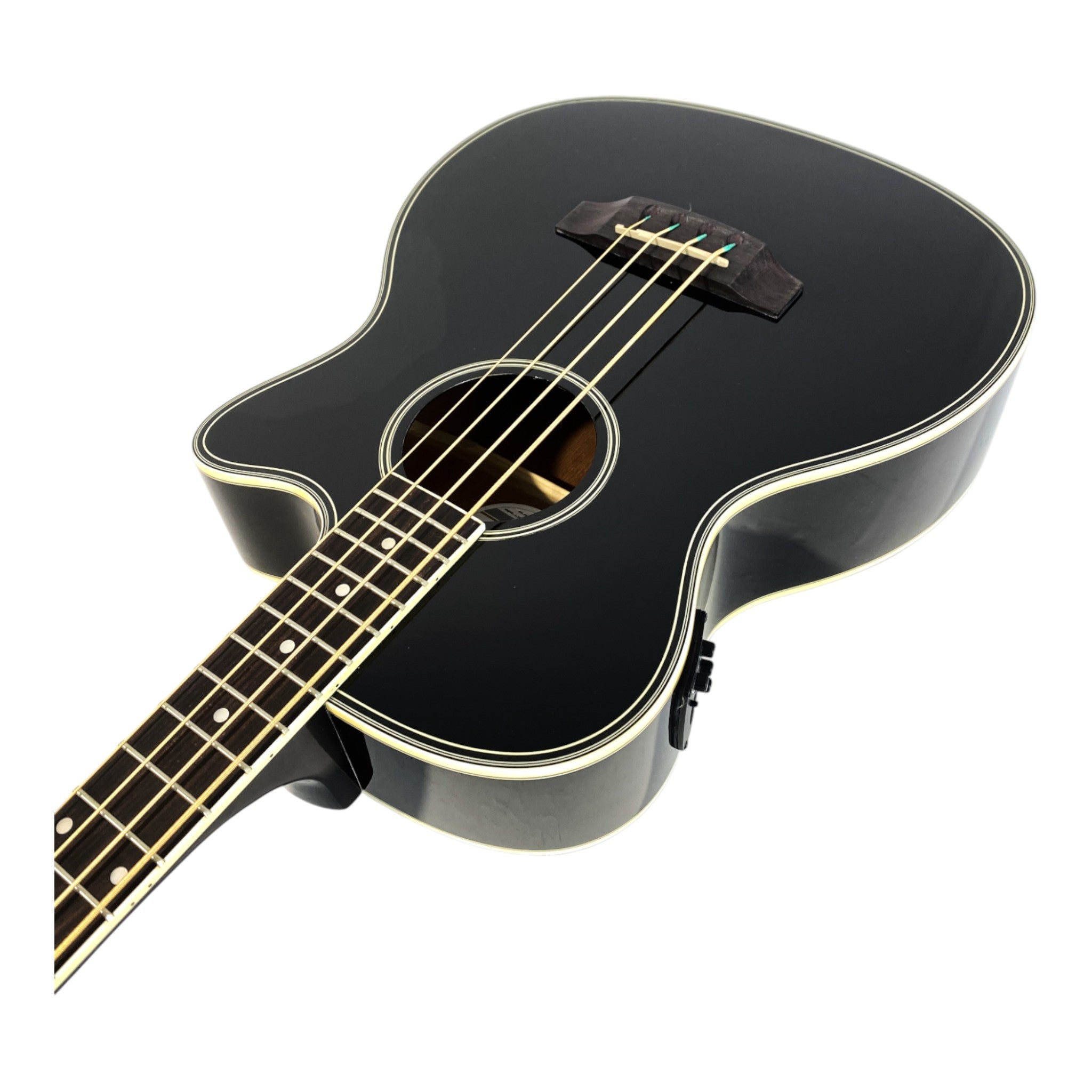 Haze FB711BCEQBK44 4-String Electric-Acoustic Bass Guitar, Black + Free Gig Bag