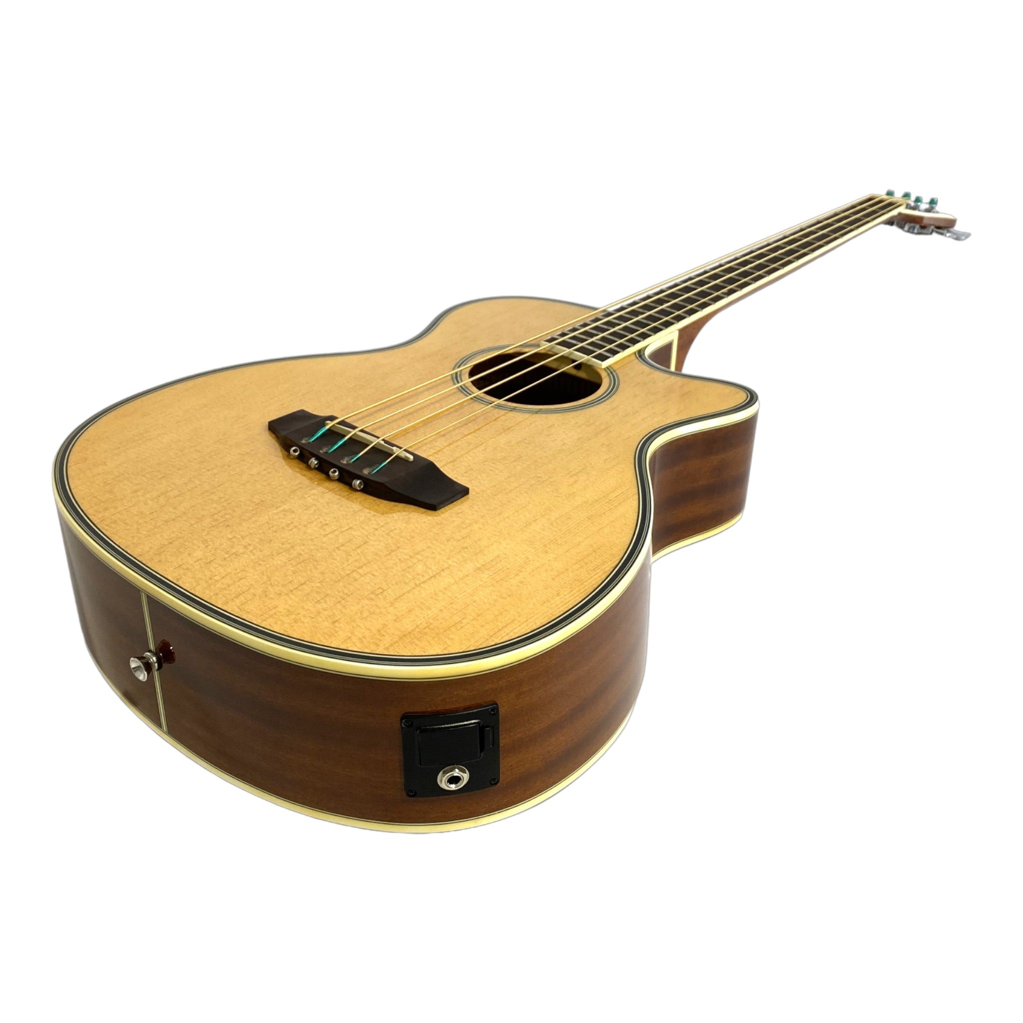 Haze FB711BCEQN34 3/4 4-String Electric-Acoustic Bass Guitar Natural + Free Gig Bag