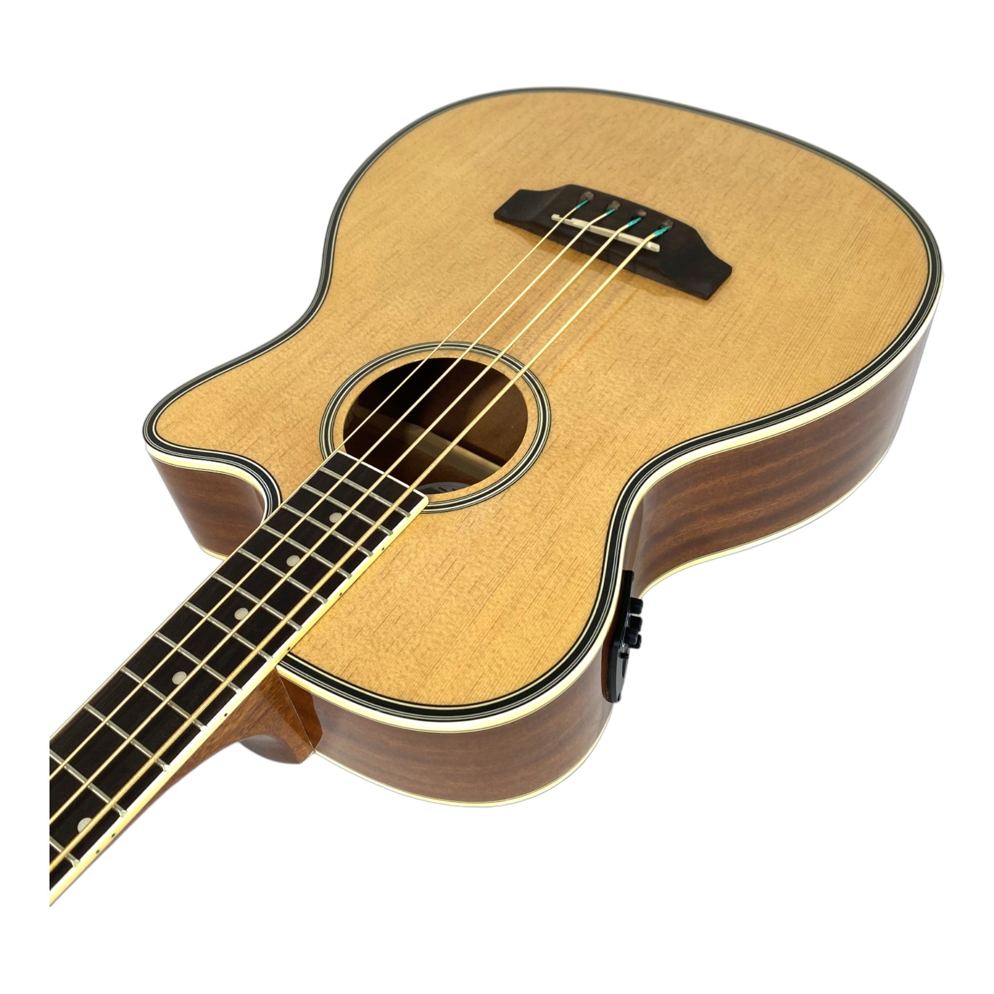 Haze FB711BCEQN34 3/4 4-String Electric-Acoustic Bass Guitar Natural + Free Gig Bag