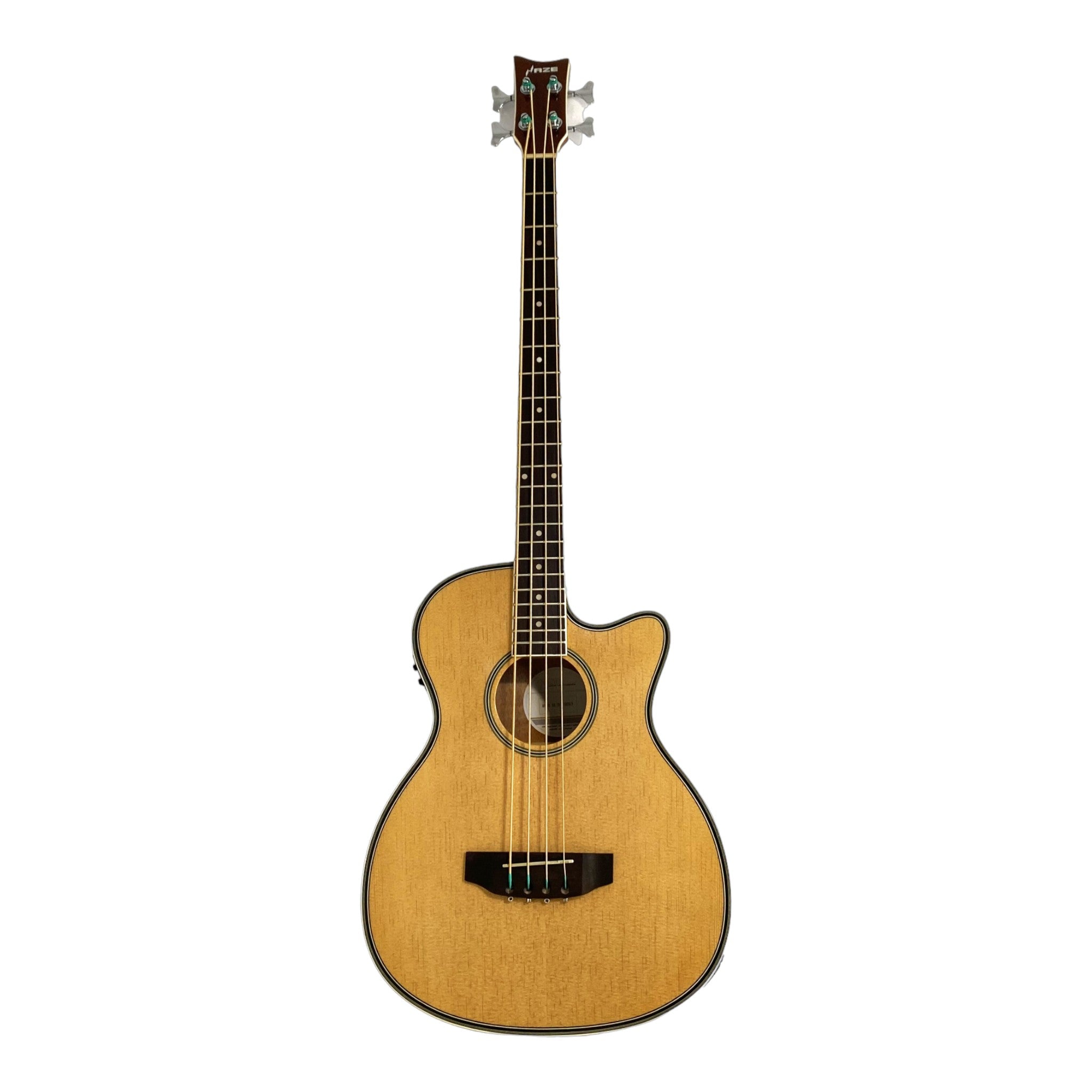 Haze FB711BCEQN34 3/4 4-String Electric-Acoustic Bass Guitar Natural + Free Gig Bag