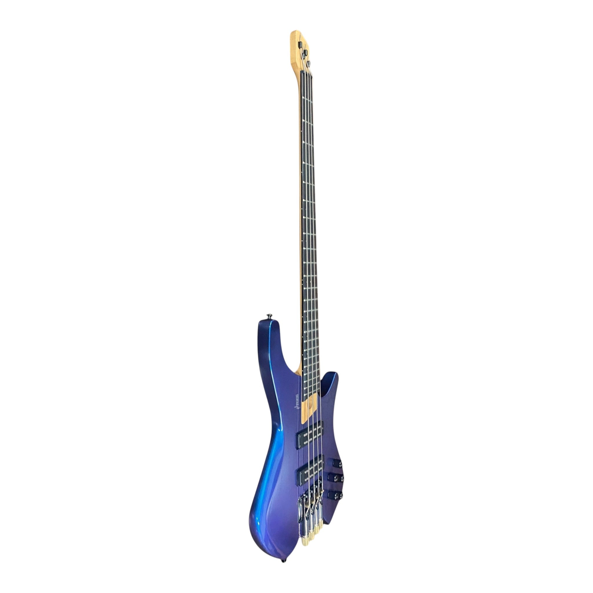 Haze HB4BLP Aurora Series Headless Electric Bass – 24-Fret Roasted Maple Neck, Blue-Purple Chameleon Finish, & Active BJ-80 Pickups