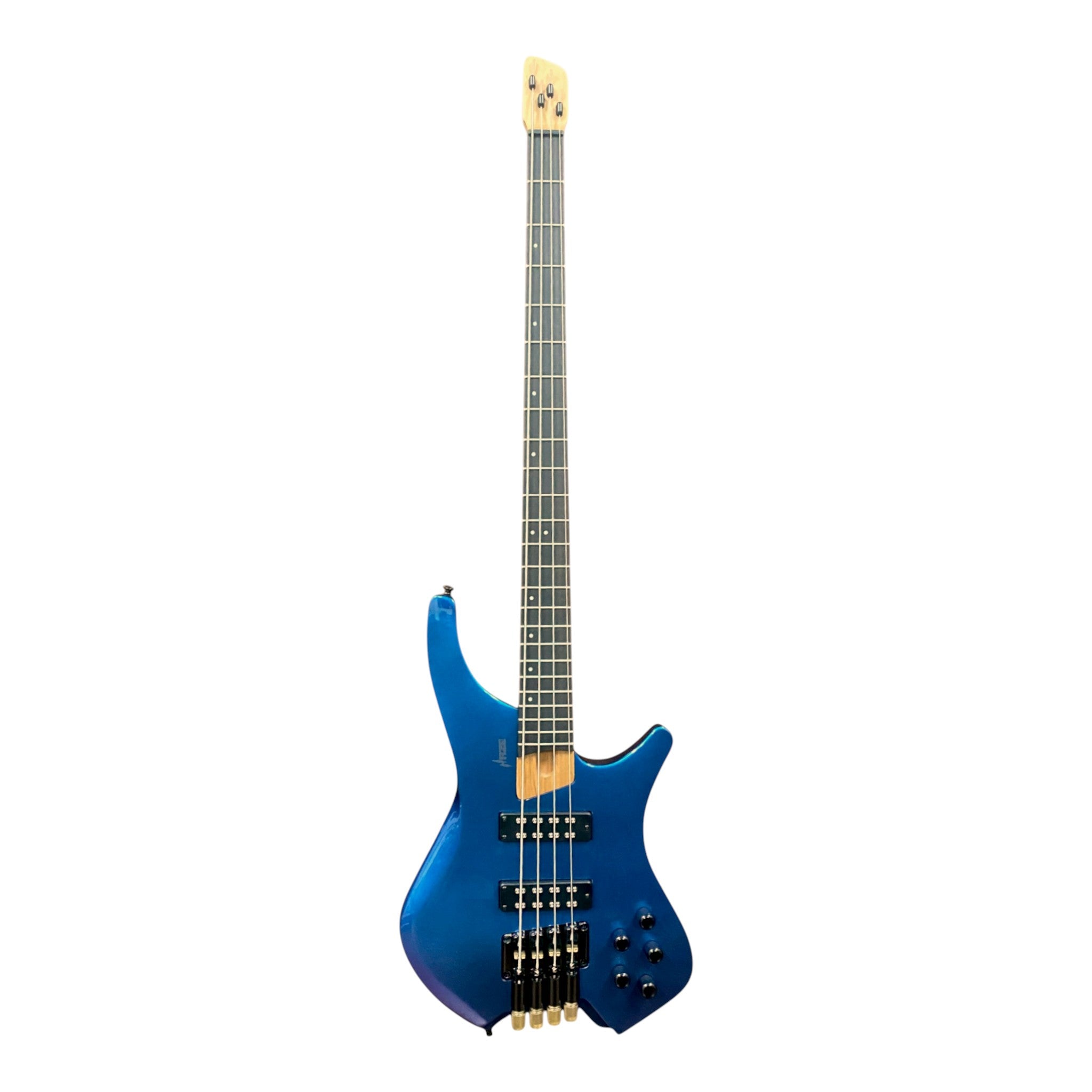 Haze HB4BLP Aurora Series Headless Electric Bass – 24-Fret Roasted Maple Neck, Blue-Purple Chameleon Finish, & Active BJ-80 Pickups