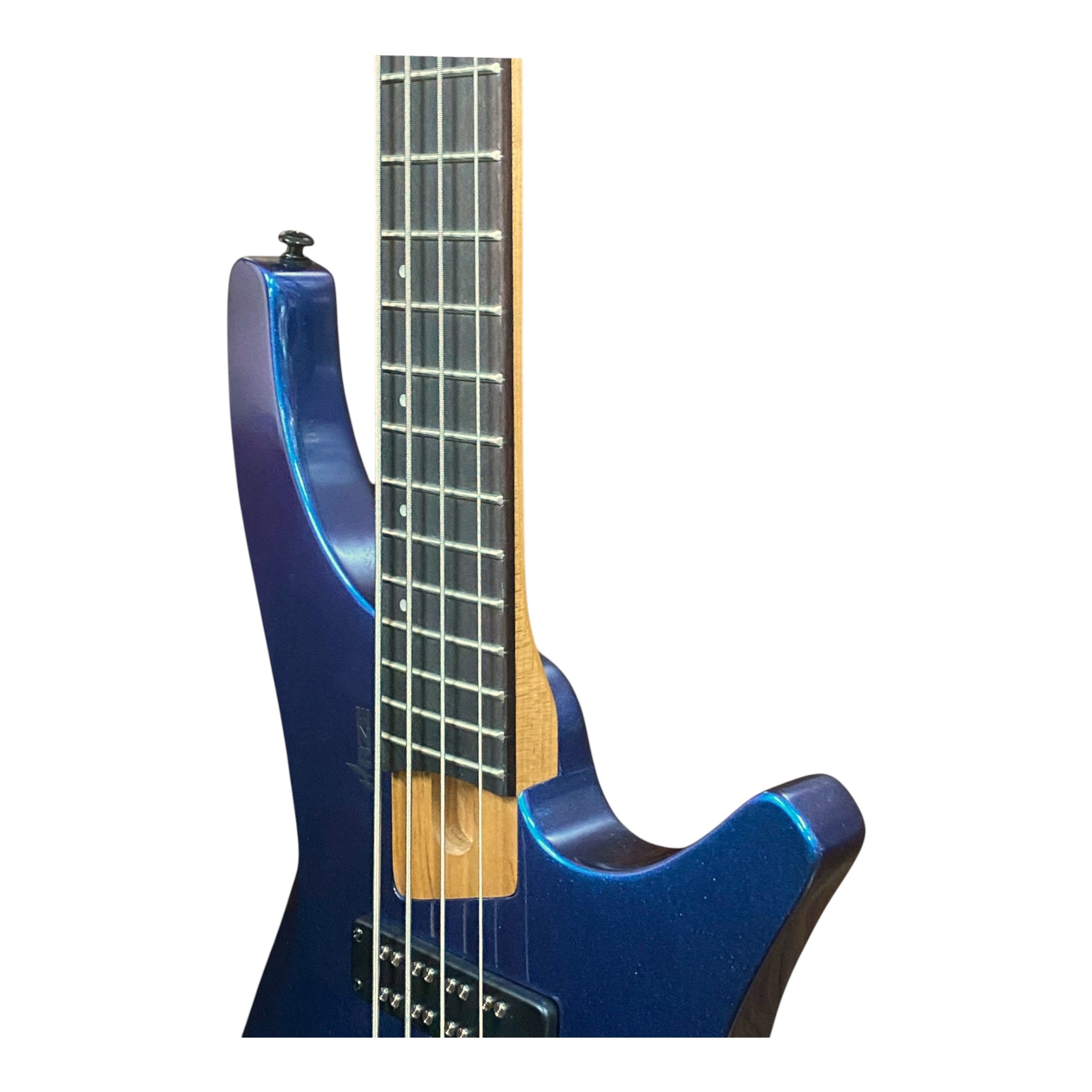 Haze HB4BLP Aurora Series Headless Electric Bass – 24-Fret Roasted Maple Neck, Blue-Purple Chameleon Finish, & Active BJ-80 Pickups