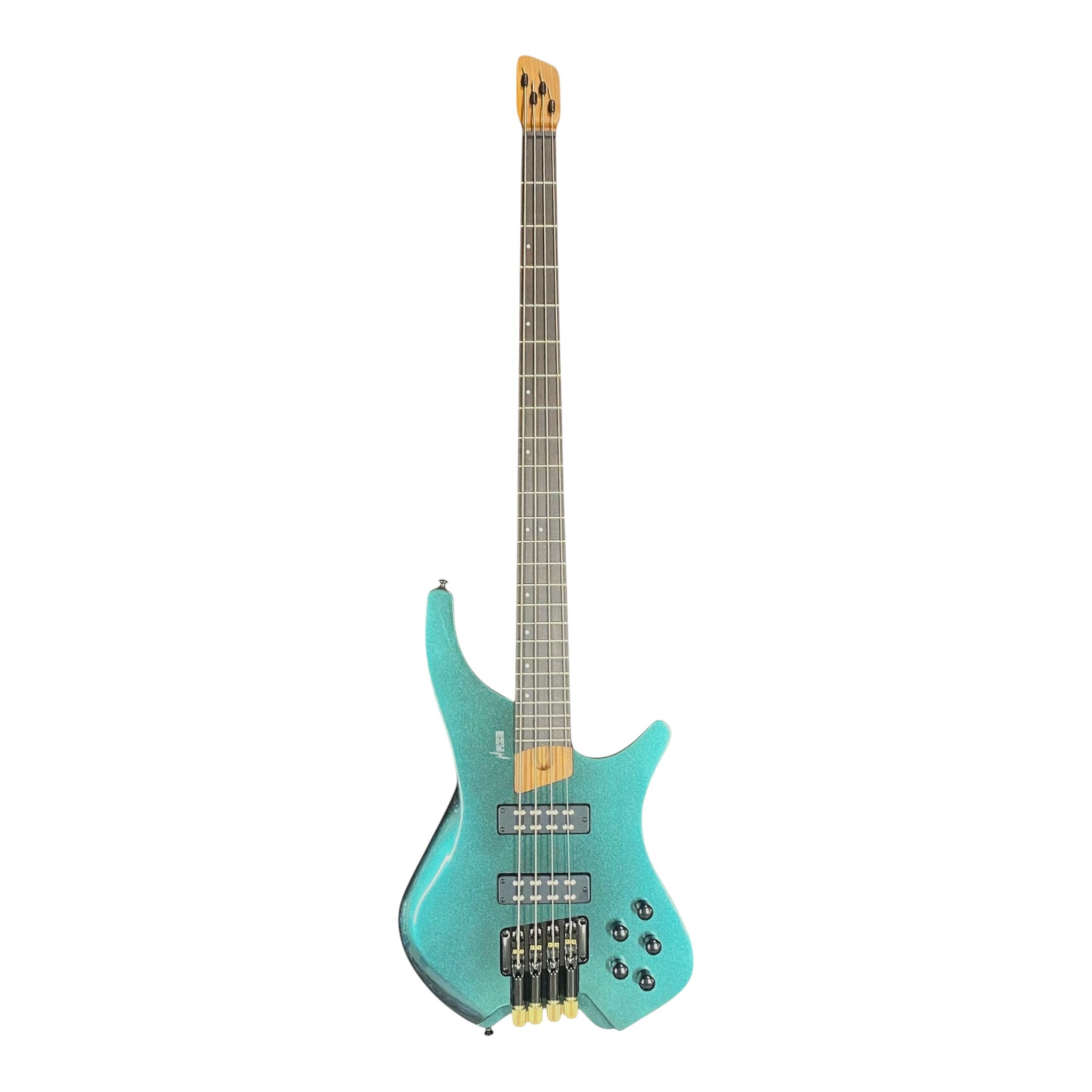 Haze HB4GNP Aurora Series Headless Electric Bass – 24-Fret Roasted Maple Neck, Green-Purple Chameleon Finish, & Active BJ-80 Pickups