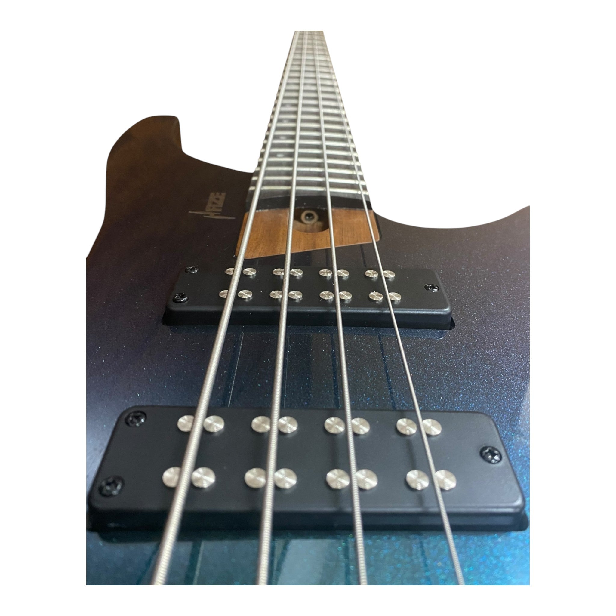 Haze HB4GNP Aurora Series Headless Electric Bass – 24-Fret Roasted Maple Neck, Green-Purple Chameleon Finish, & Active BJ-80 Pickups