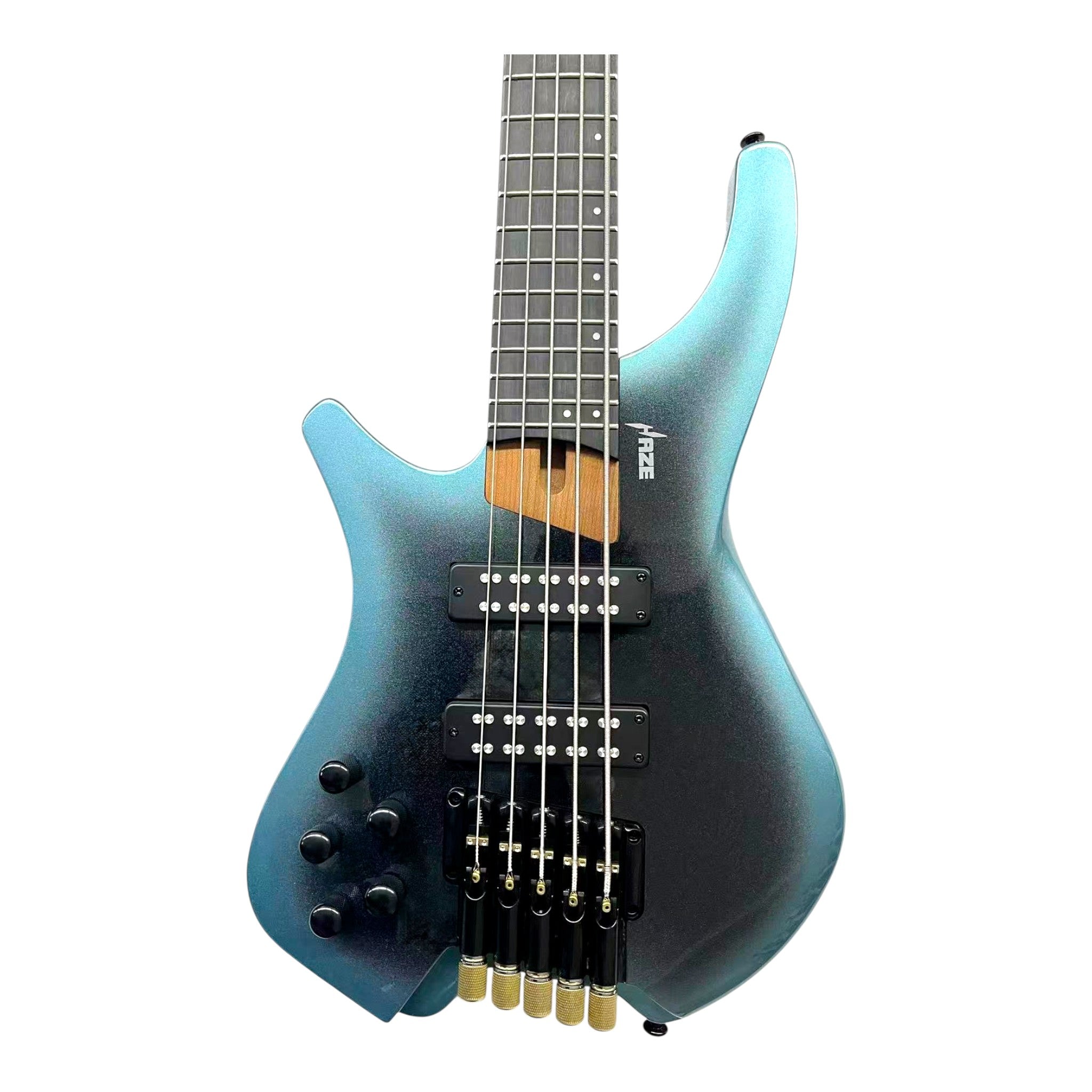 Haze HB5 “Nightwave” Left-Handed Headless 5-String Electric Bass – Active BJ-80 Pickups – Metallic Blueburst – HB5BLLH
