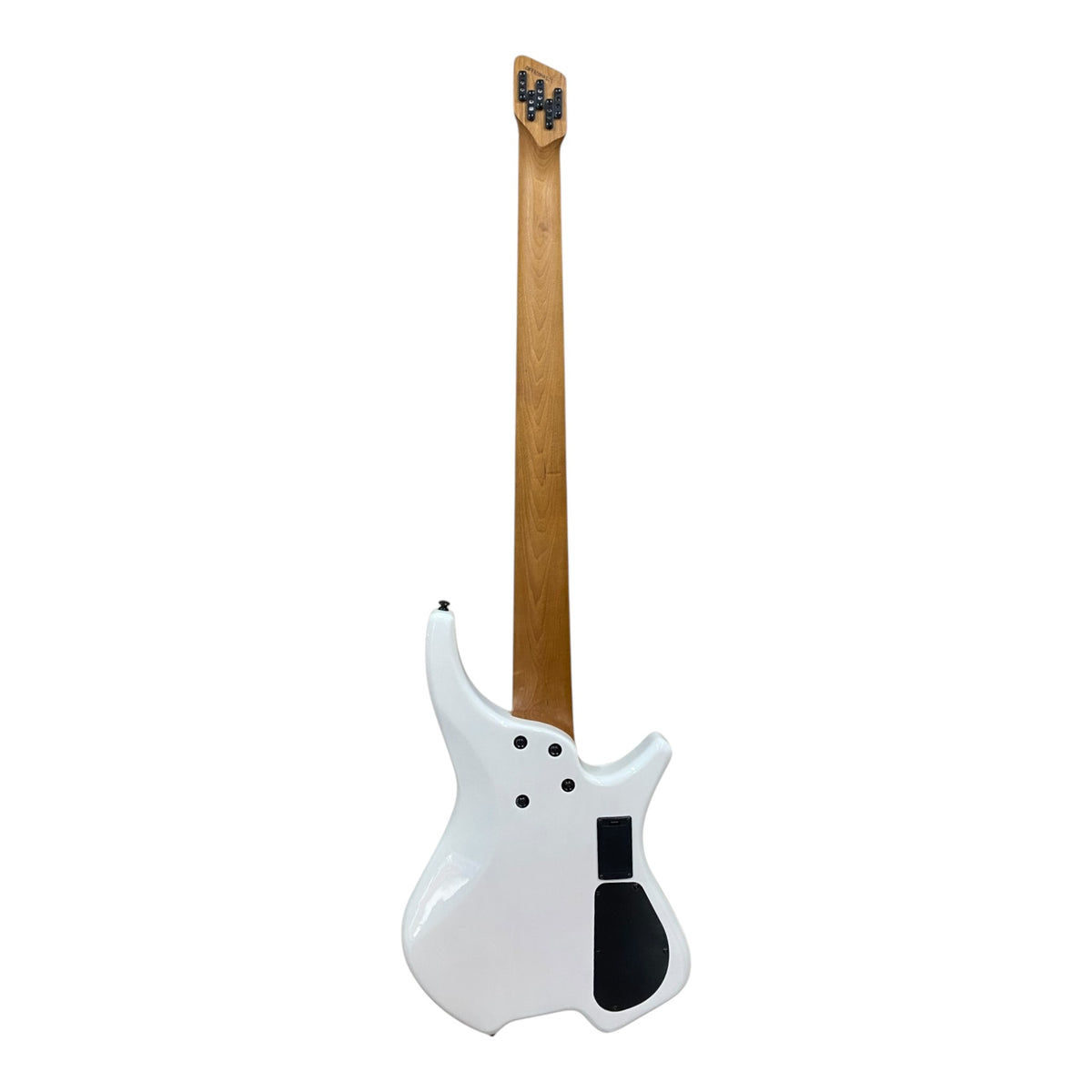 Pre-Order – ETA Late October 2026 | Haze HB5FFMSLH Voyager Series Left-Handed Headless Fanned-Fret 5-String Electric Bass – Roasted Maple Neck, White Sunburst, Active BJ-80 Pickups