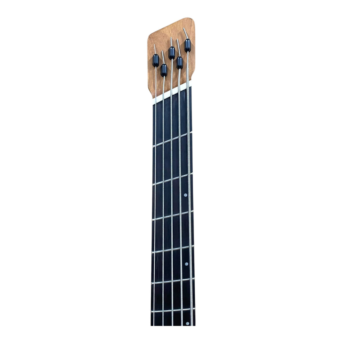 Pre-Order – ETA Late October 2026 | Haze HB5FFMSLH Voyager Series Left-Handed Headless Fanned-Fret 5-String Electric Bass – Roasted Maple Neck, White Sunburst, Active BJ-80 Pickups