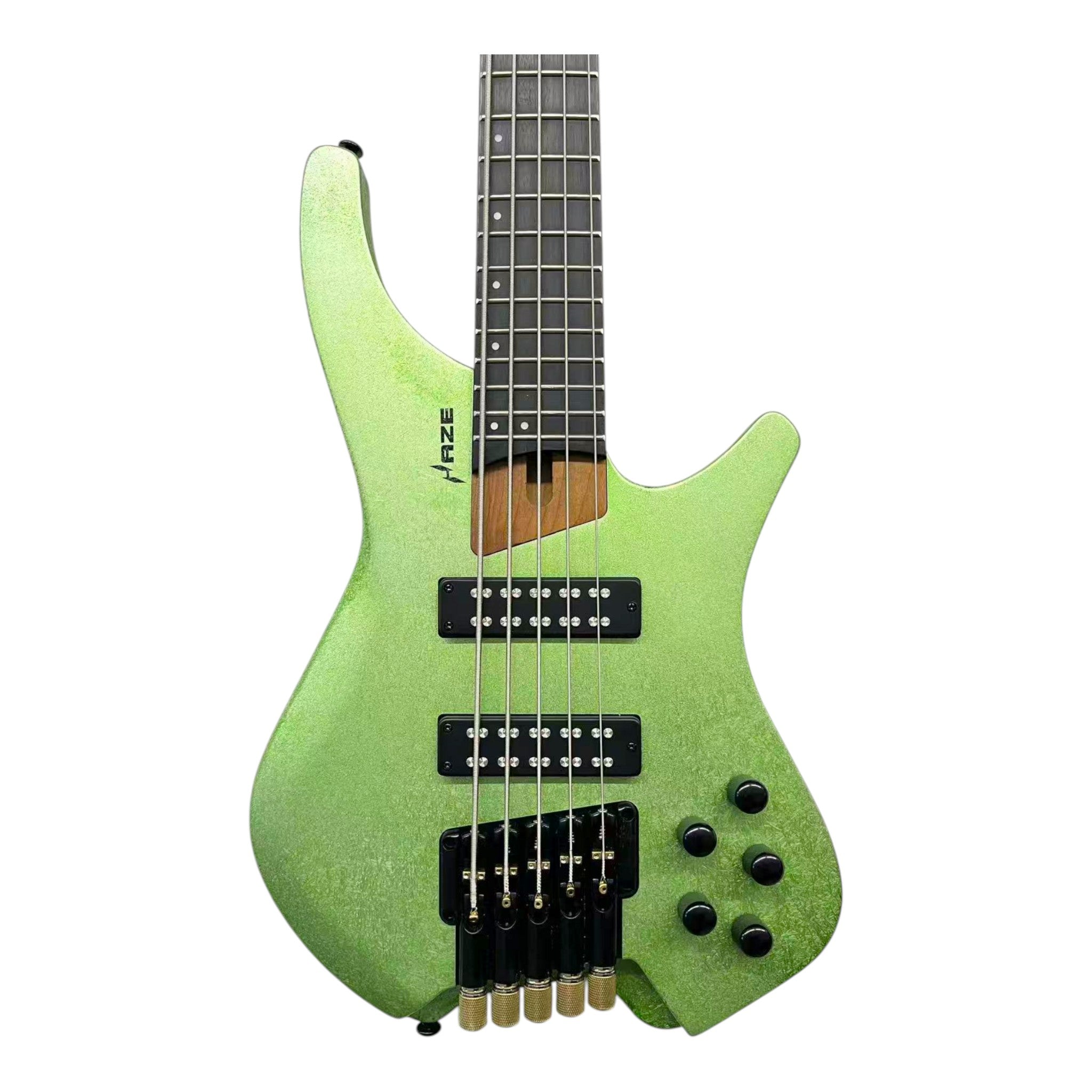 Haze HB5 “Emerald” Headless 5-String Electric Bass – Active BJ-80 Pickups – Snowflake Green – HB5SG
