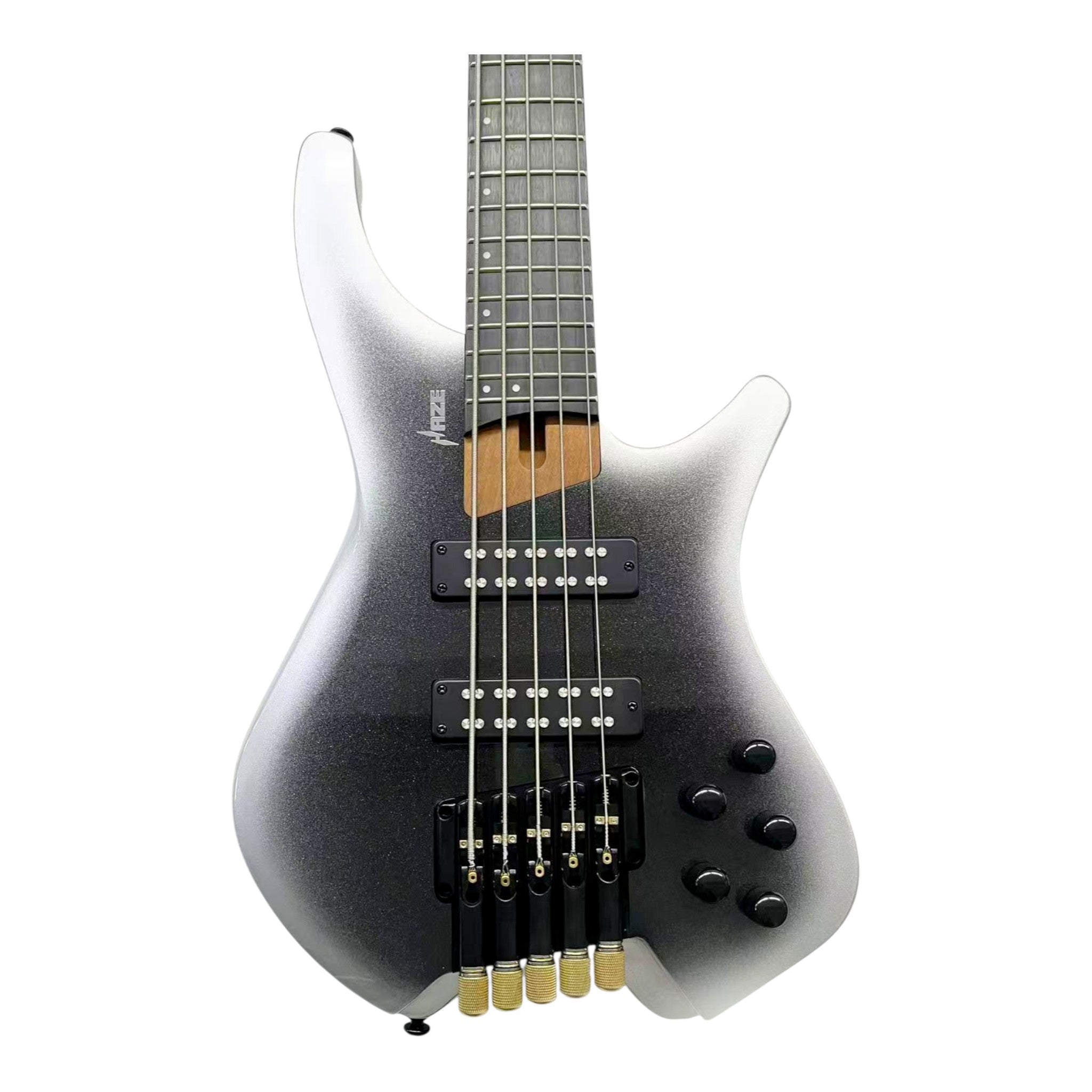 Haze HB5 “Silverstorm” Headless 5-String Electric Bass – Active BJ-80 Pickups – Metallic Silverburst – HB5SI
