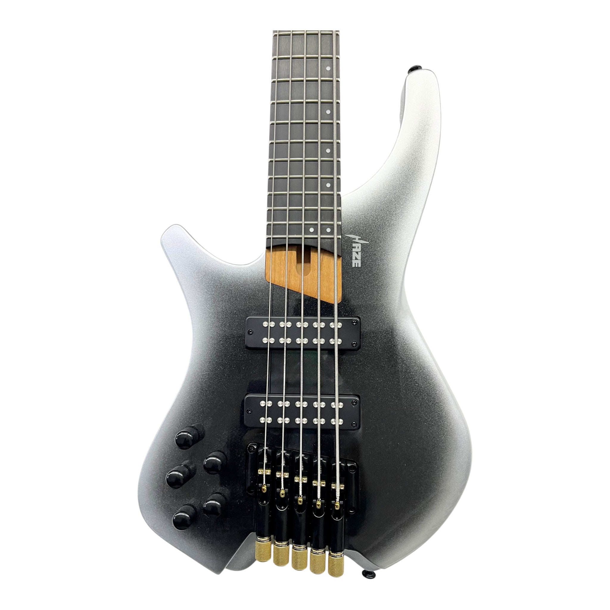 Haze HB5 “Silverstorm” Left-Handed Headless 5-String Electric Bass – Active BJ-80 Pickups – Metallic Silverburst – HB5SILH