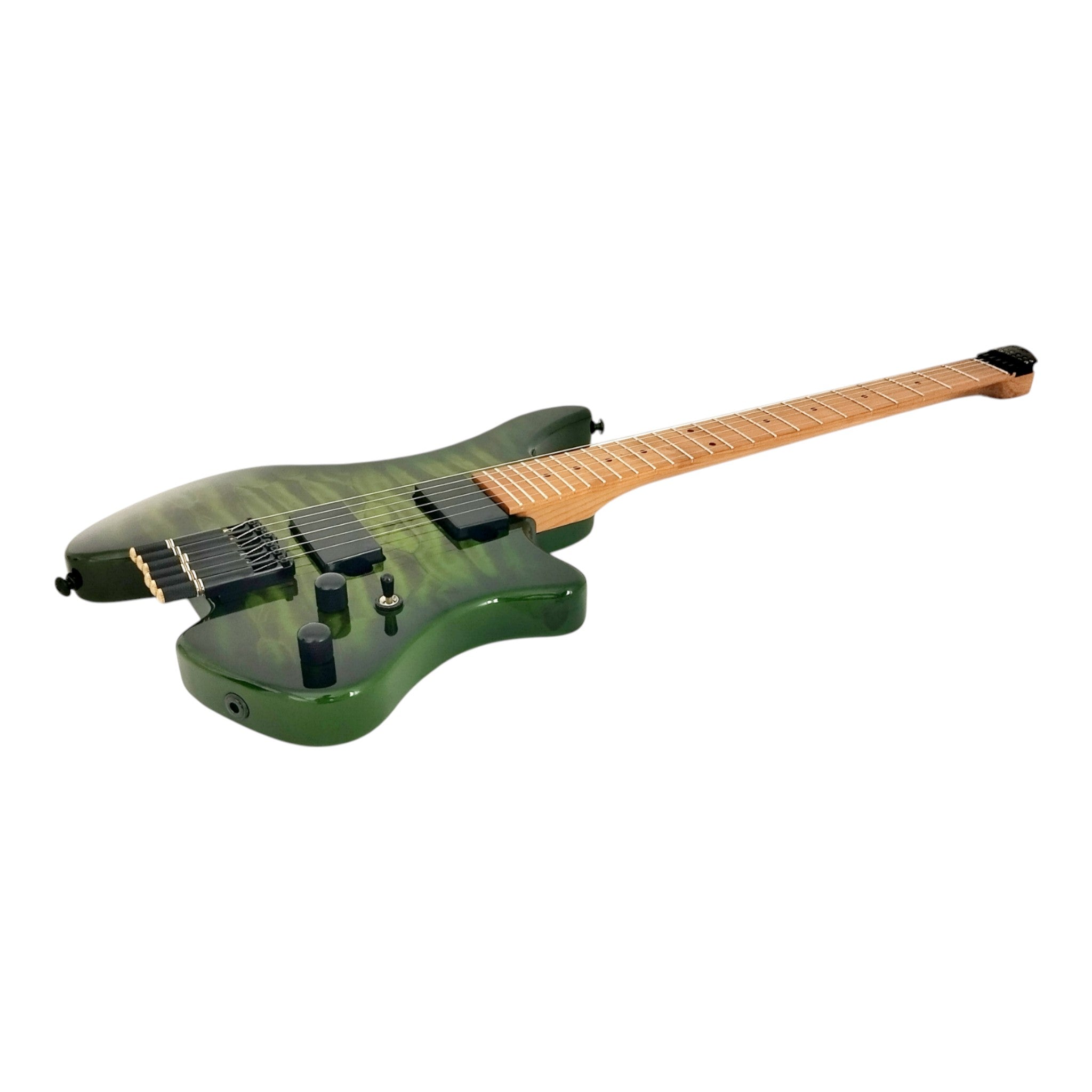 Haze HL1A Deep Green Headless Electric Guitar with Dual Humbuckers