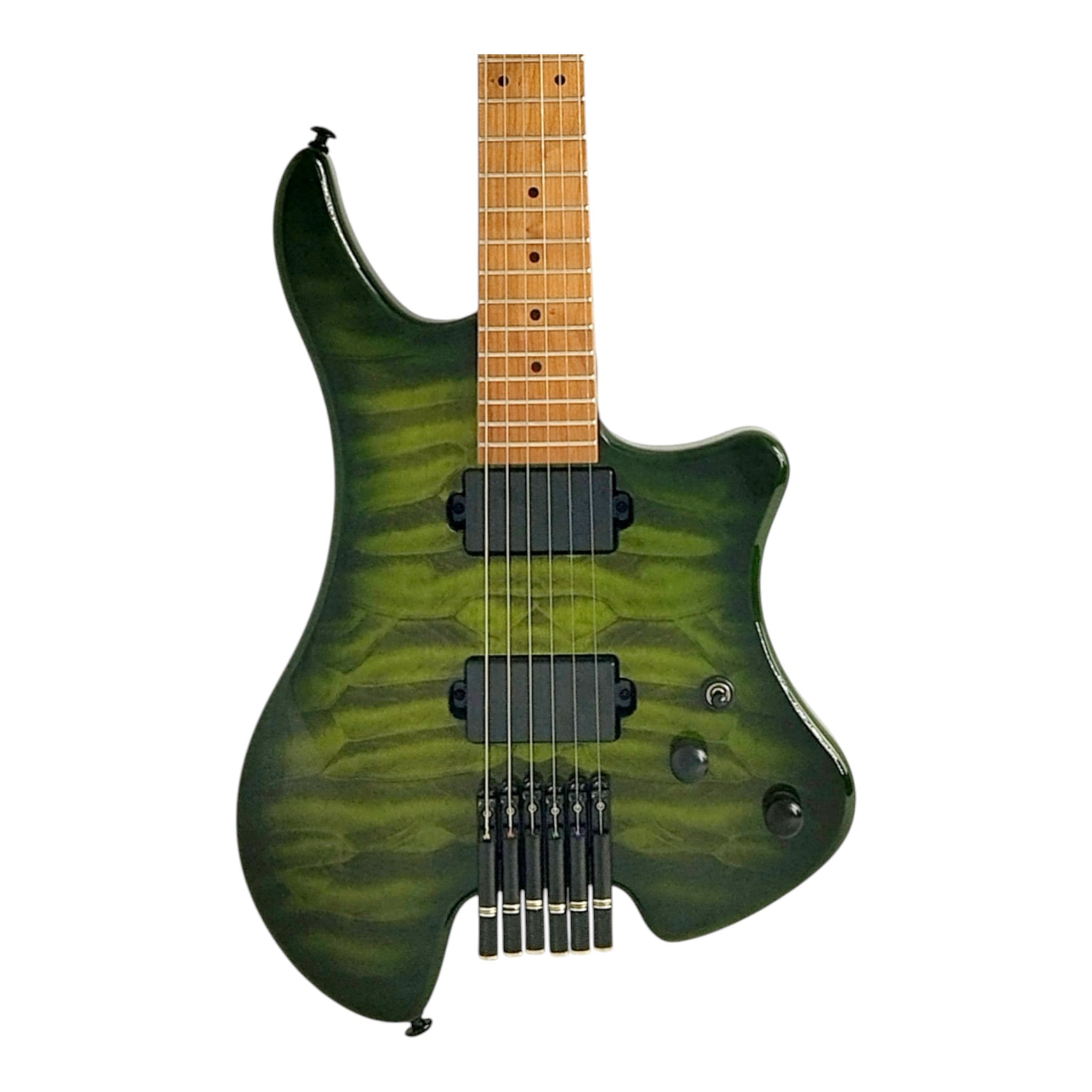 Haze HL1A Deep Green Headless Electric Guitar with Dual Humbuckers