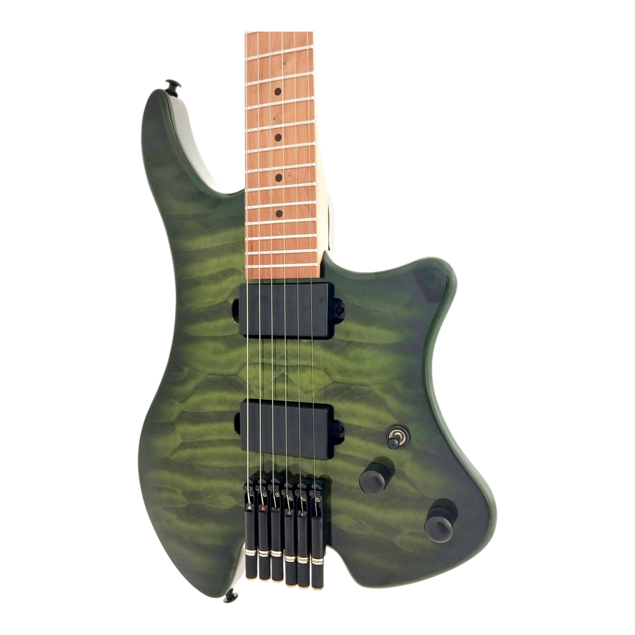 Haze HL1A Deep Green Headless Electric Guitar with Dual Humbuckers