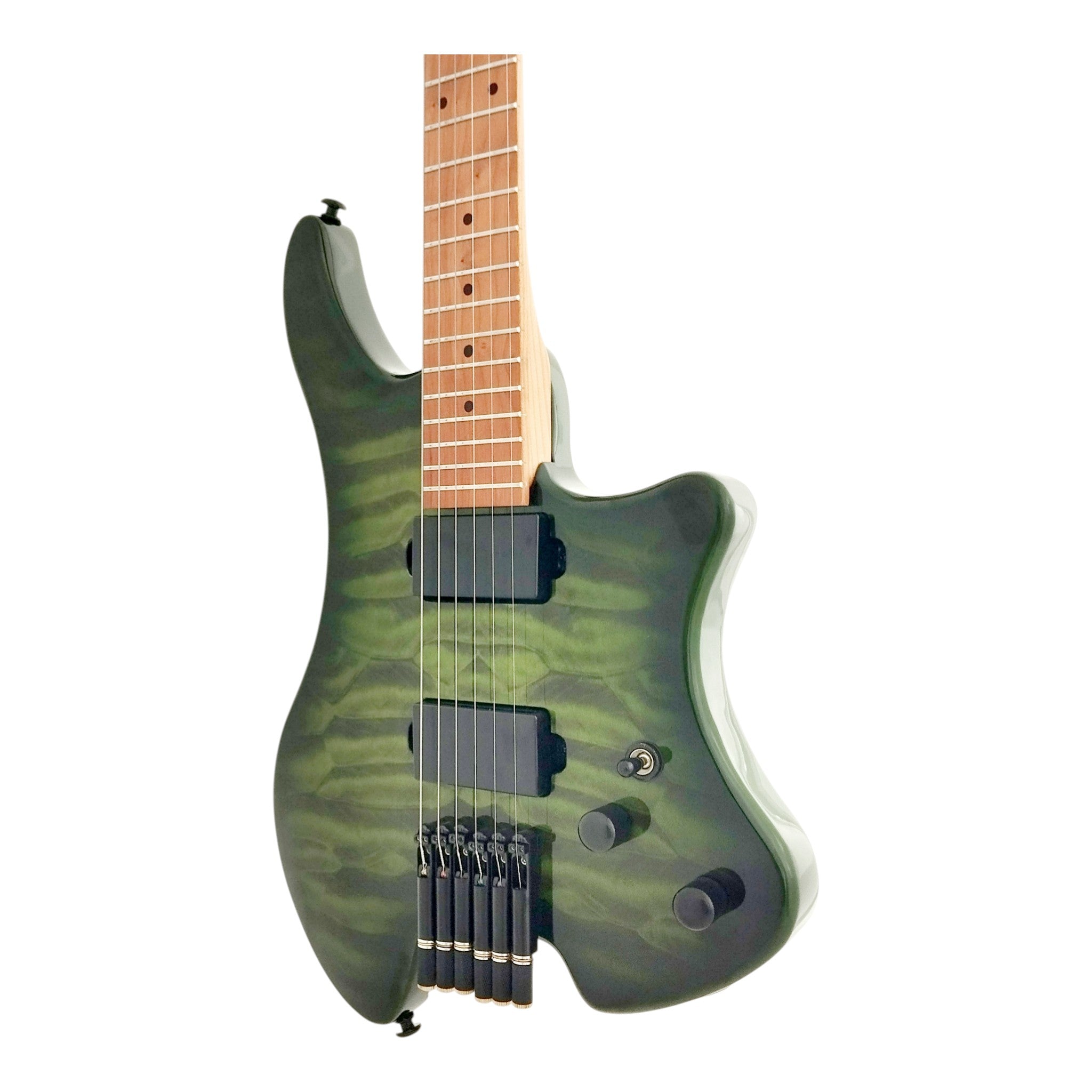 Haze HL1A Deep Green Headless Electric Guitar with Dual Humbuckers