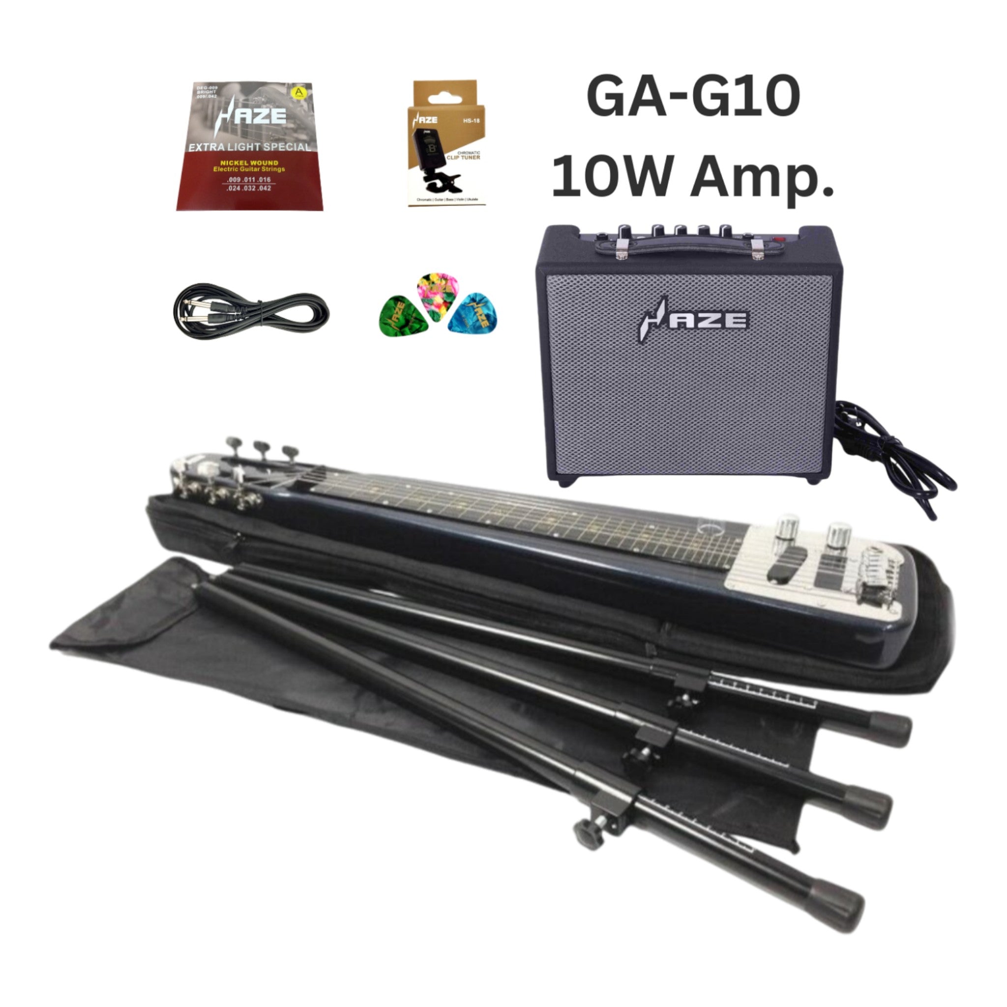 Haze HSLT1930 Metallic Blue Lap Steel Electric Guitar + 10W Amp. (Optional)