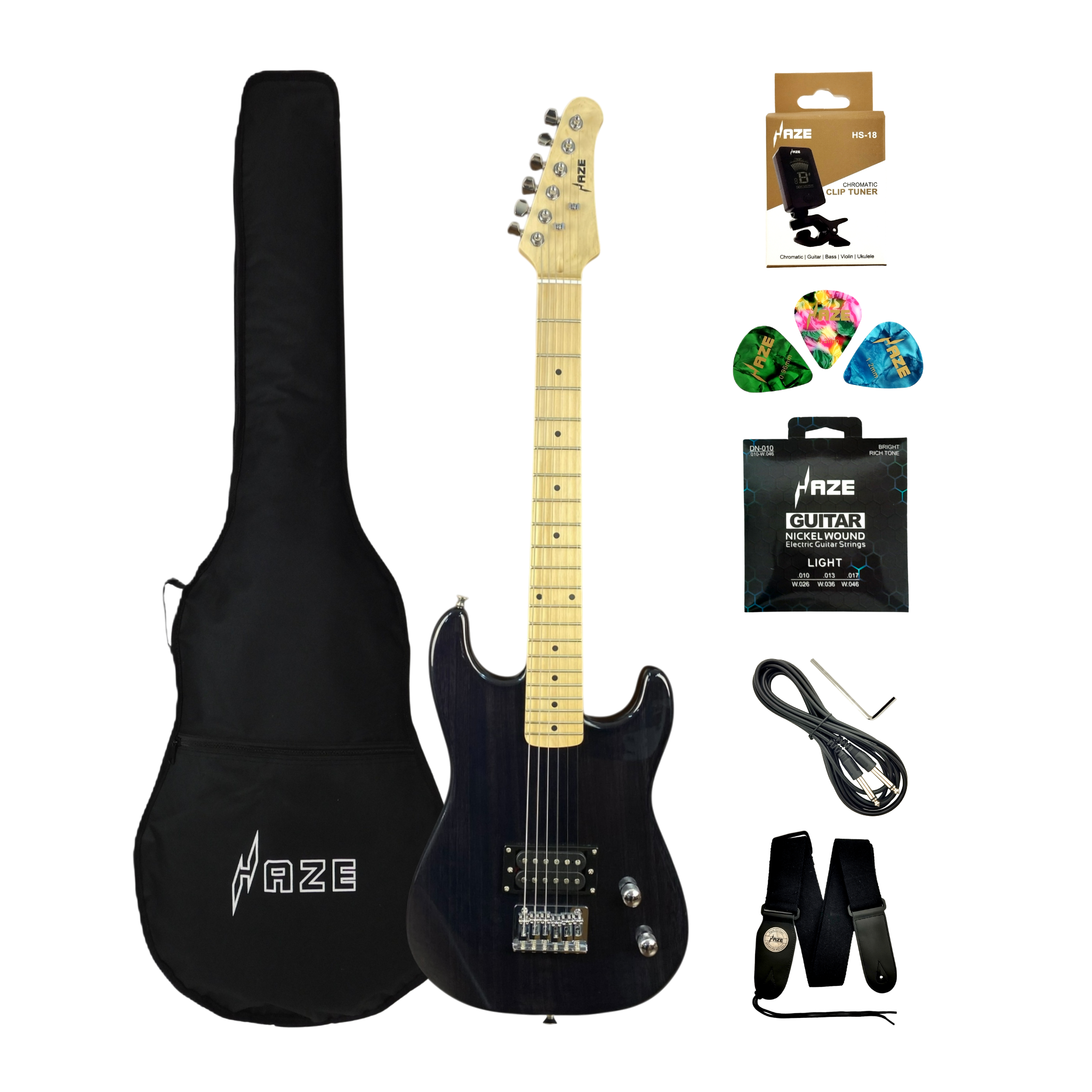 Haze HST01 "Asteroid" Black 3/4 Size Student Electric Guitar