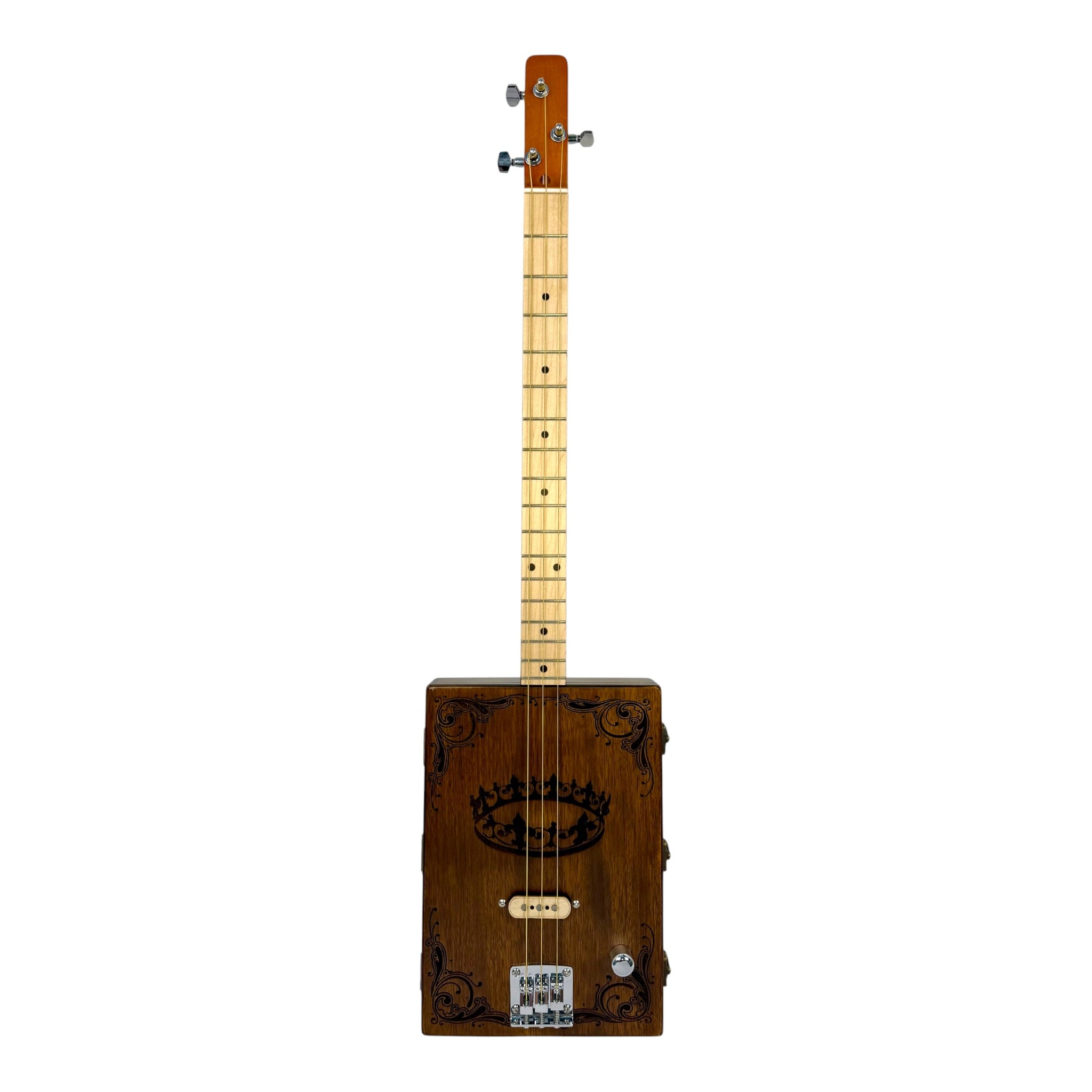 Haze HX58 "Royal" Mahogany Body 3-String Electric Cigar Box Guitar Complete DIY Kit - Passive Single Coil Pickup