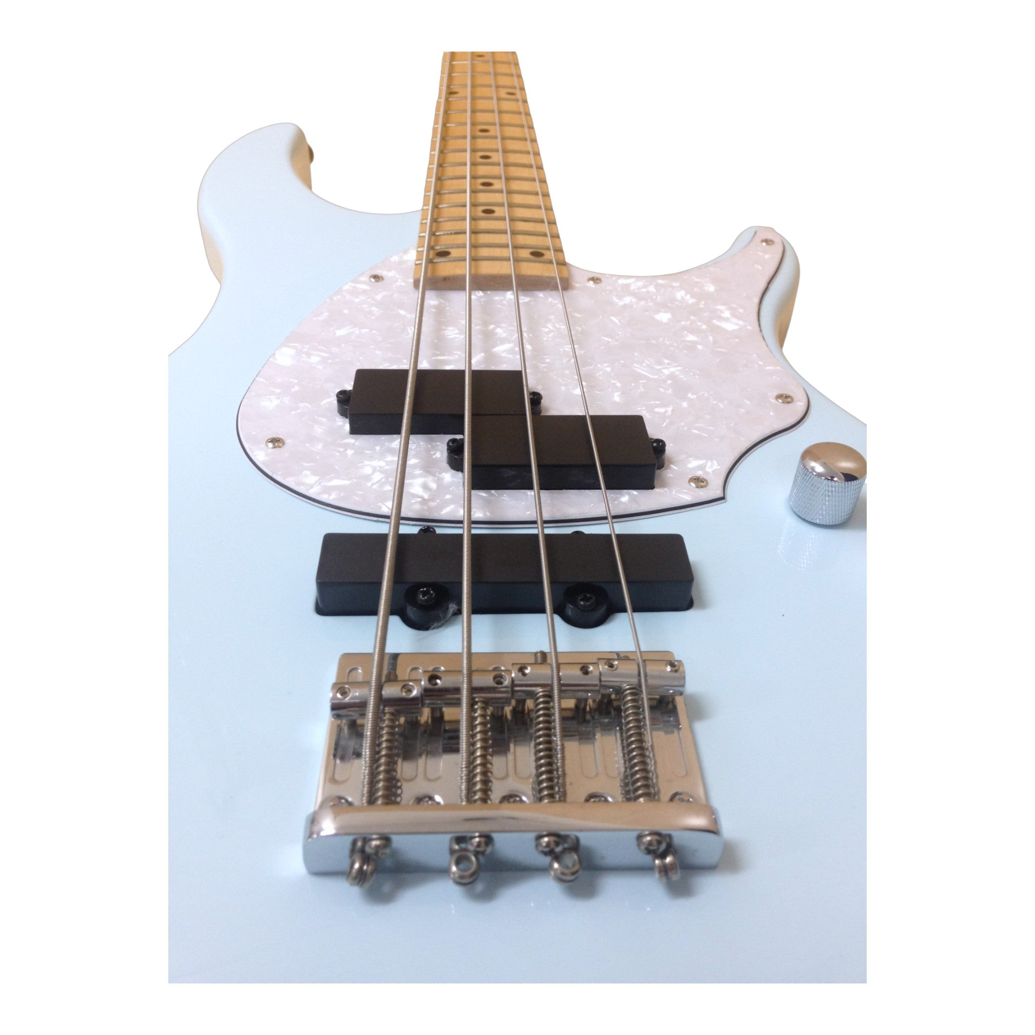 Haze Single-Coil Solid White Poplar Hybrid Electric Bass Guitar - Blue HYBRID4PJ