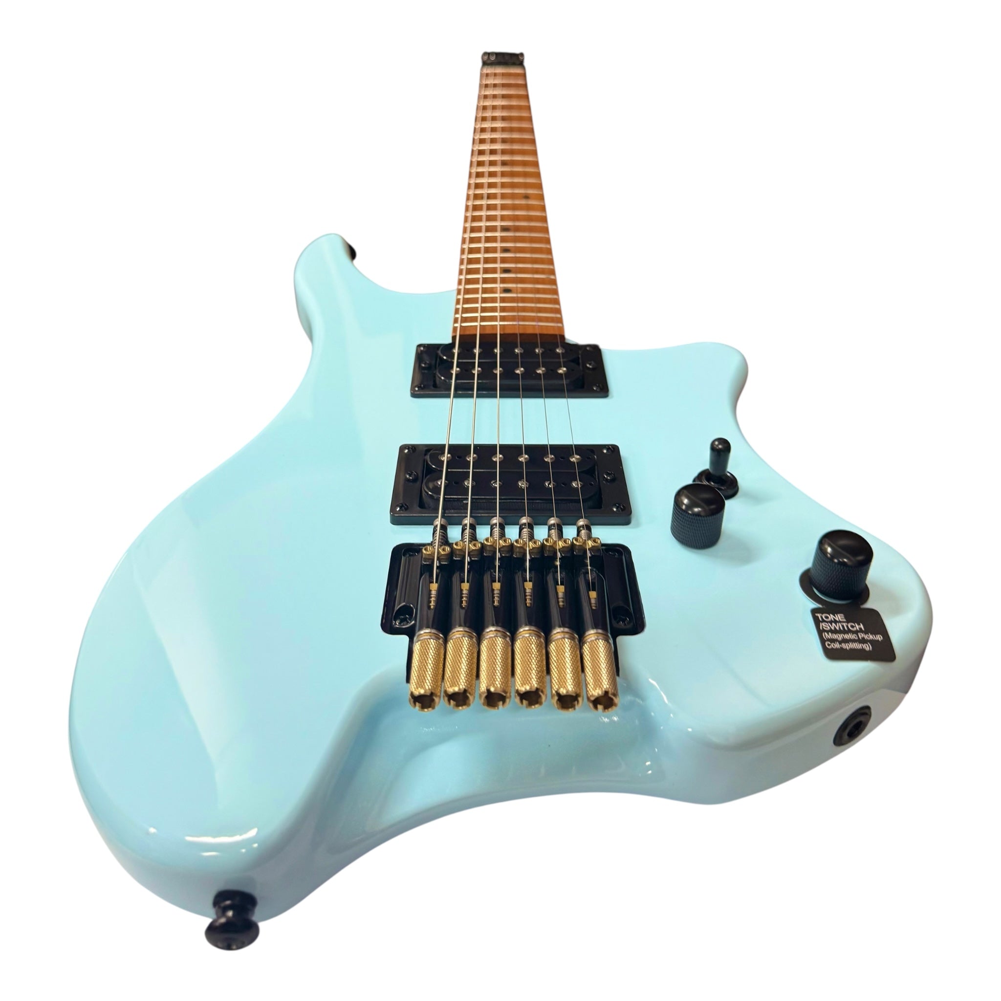 Haze HL1A Light Blue Headless Electric Guitar with Split Coil