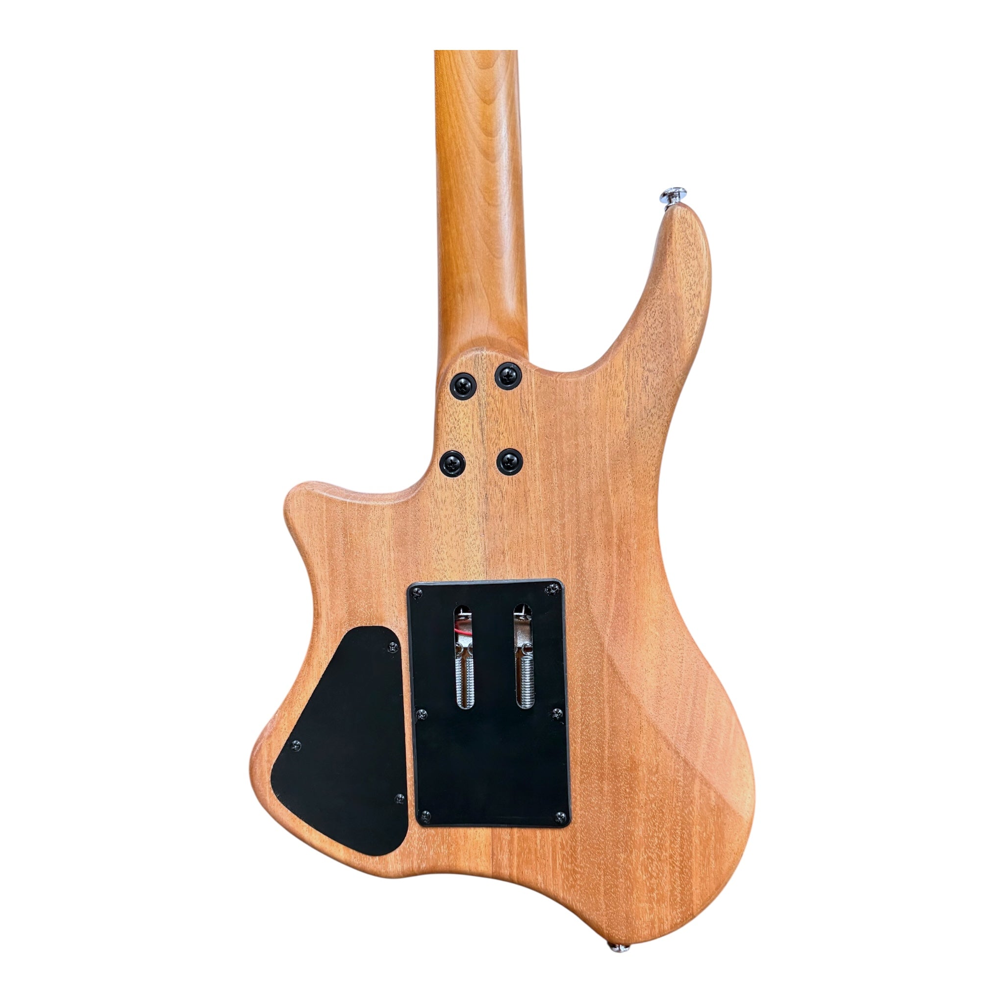 Haze HZHL1A Raw Woodgrain Headless Electric Guitar with Split Coil & Whammy