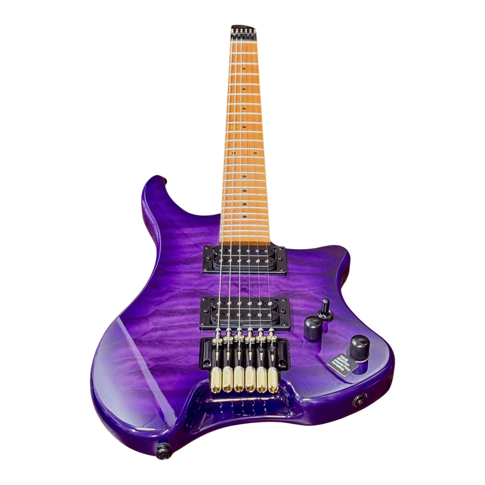 Haze HL1A Deep Purple Headless Electric Guitar with Split Coil